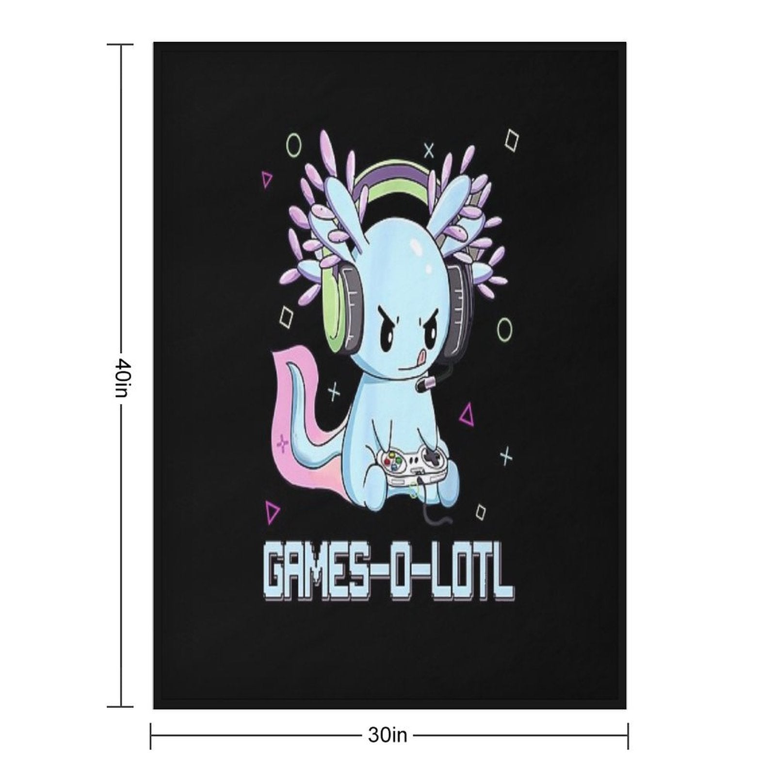 Gamesolotl Axolotl Video Gamer Kawaii Pastel Goth Anime Shrink-resistant Throw Blanket