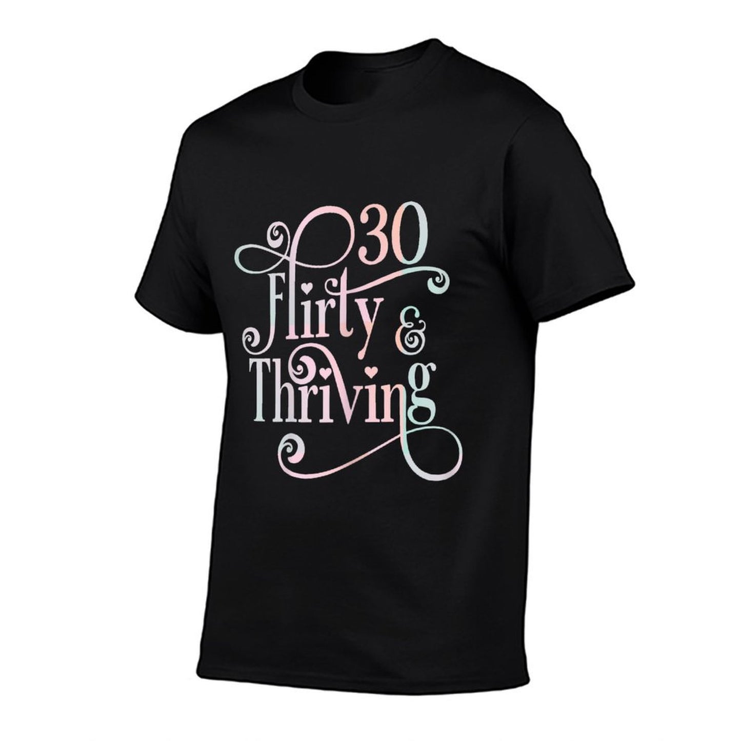 Womens 30 Thirty Flirty & Thriving 30th Birthday Tshirt Born 1990 Ribbed Collar T-Shirt