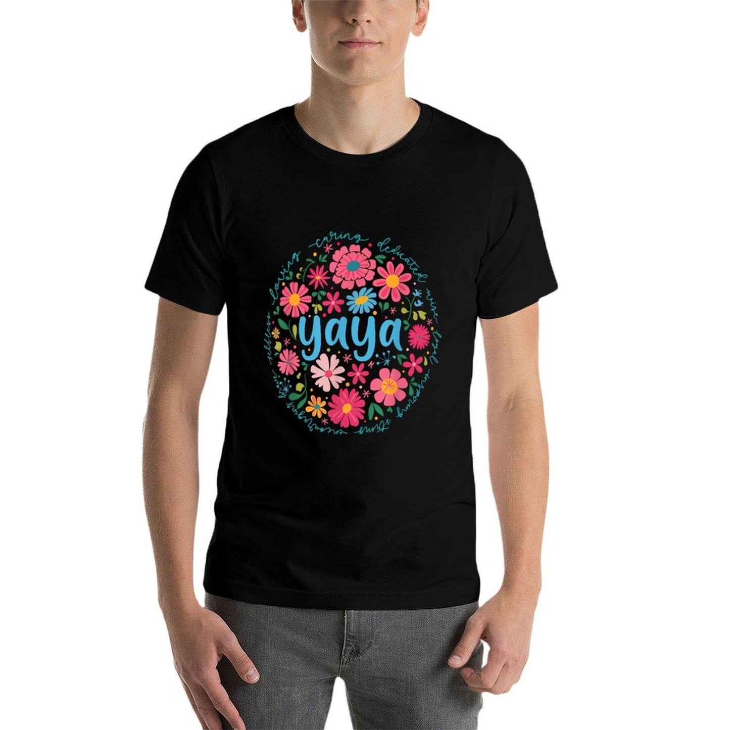 Yaya Mothers Day For Grandma Wildflower Floral Women Tagless Design T-Shirt