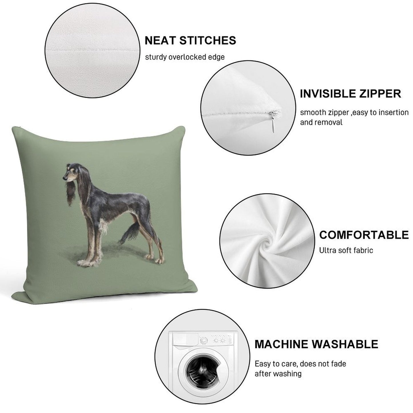 The Saluki Soft Skin-Friendly Throw Pillow