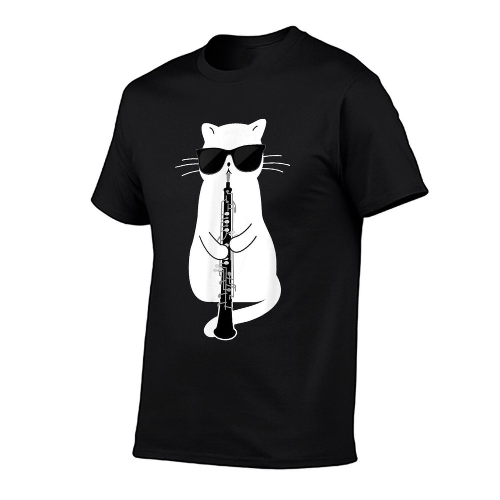 Cat Wearing Sunglasses Playing Oboe  Breathable T-Shirt