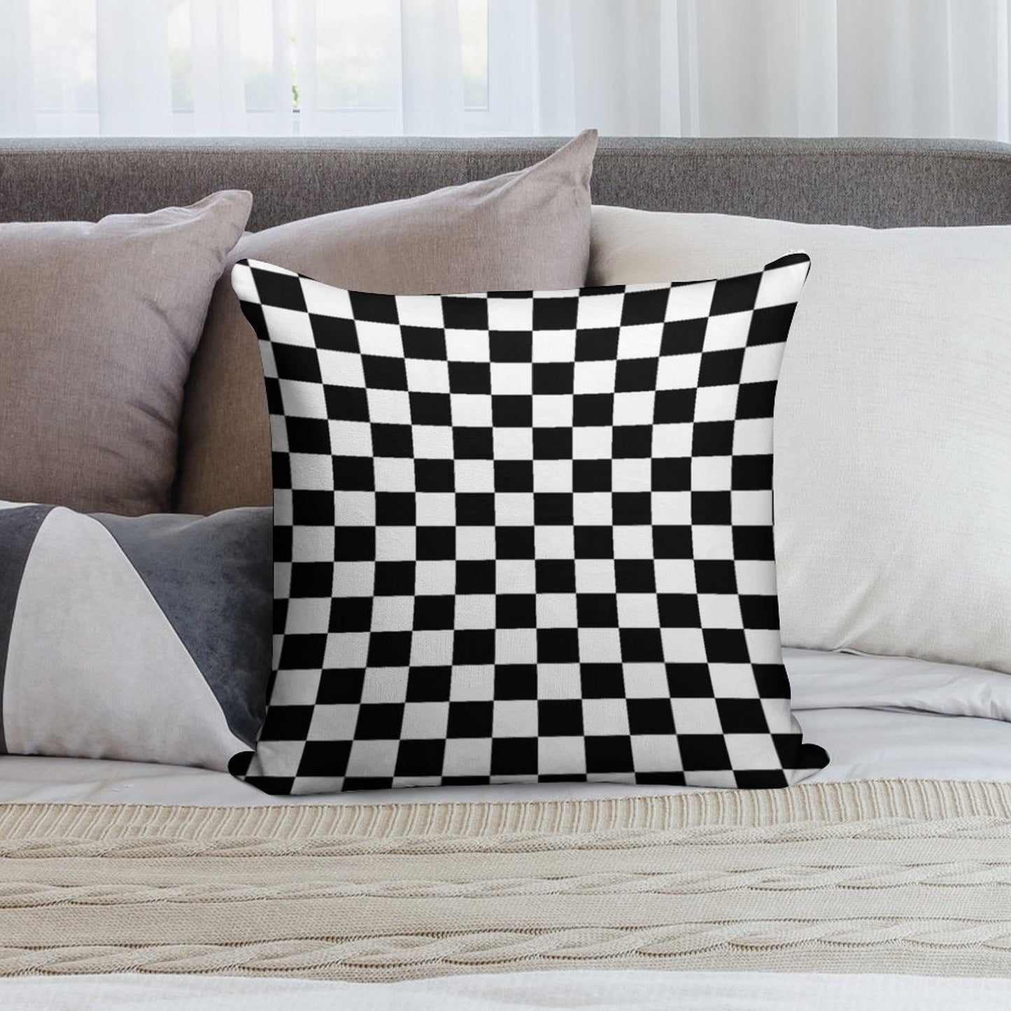 Checkered Racing Car Flag Pillow And Cushion Cover Soft Shrink-Resistant Throw Pillow