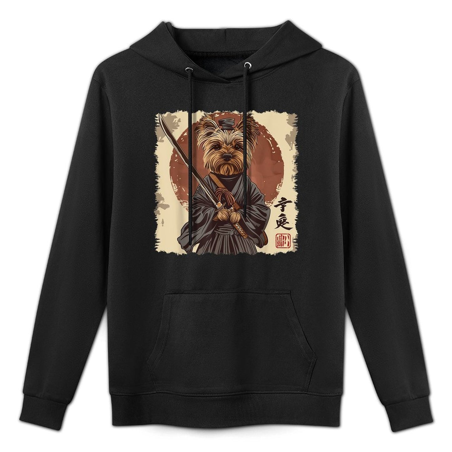 Yorkshire Terrier Yorkie Dog Japanese Art Samurai Ukiyo-e Colorfast Hoodie