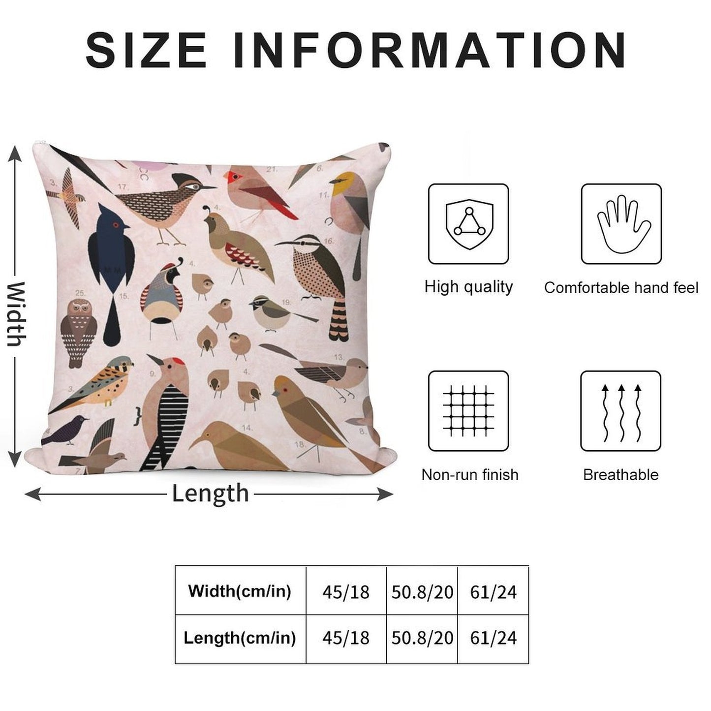 Sonoran Birds Soft Reinforced Edging Throw Pillow