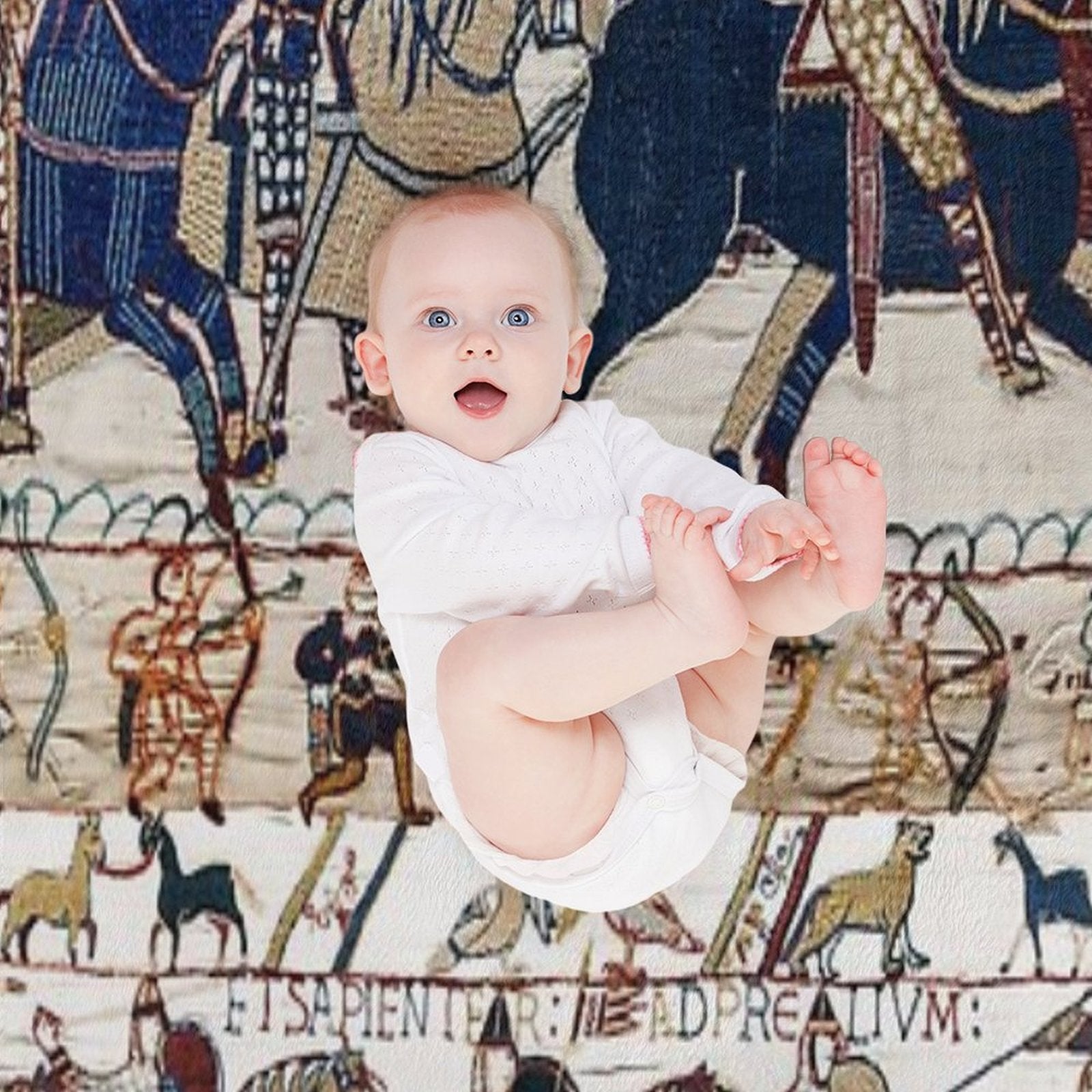 THE BAYEUX TAPESTRY NORMAN KNIGHTS AND ARCHERS Detail Versatility Throw Blanket