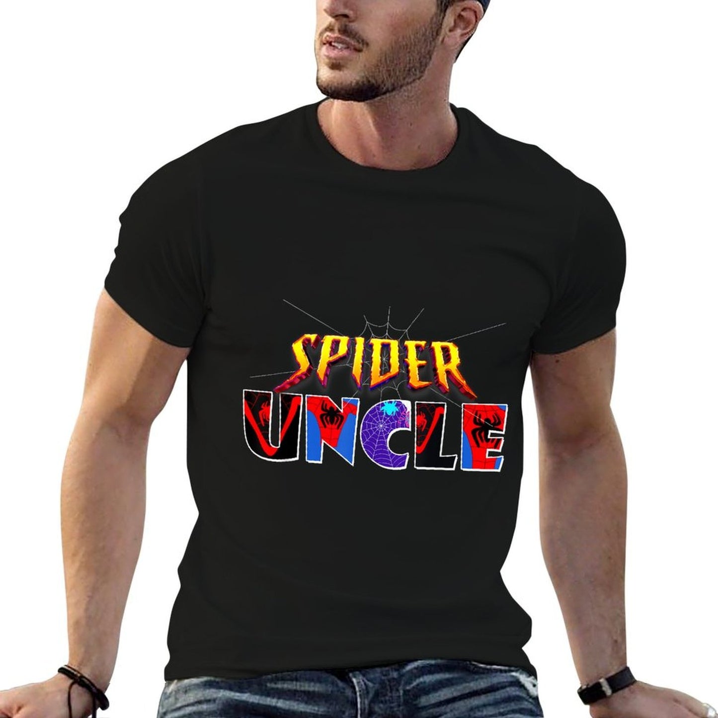 Spider Uncle Design Fathers Day Matching Family Birthday Stretchy T-Shirt