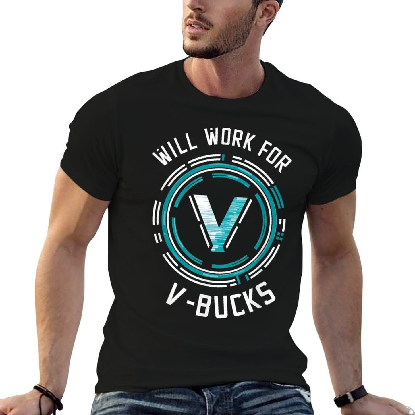 Will Work for V-Bucks Battle Royale Gamer Trendy Pattern T-Shirt