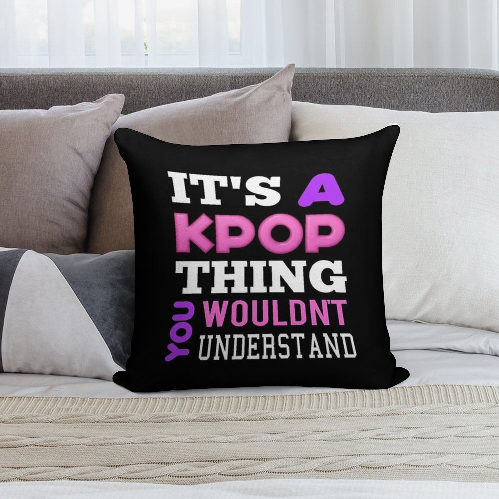 A KPOP THING - BLACK Soft Skin-Friendly Throw Pillow