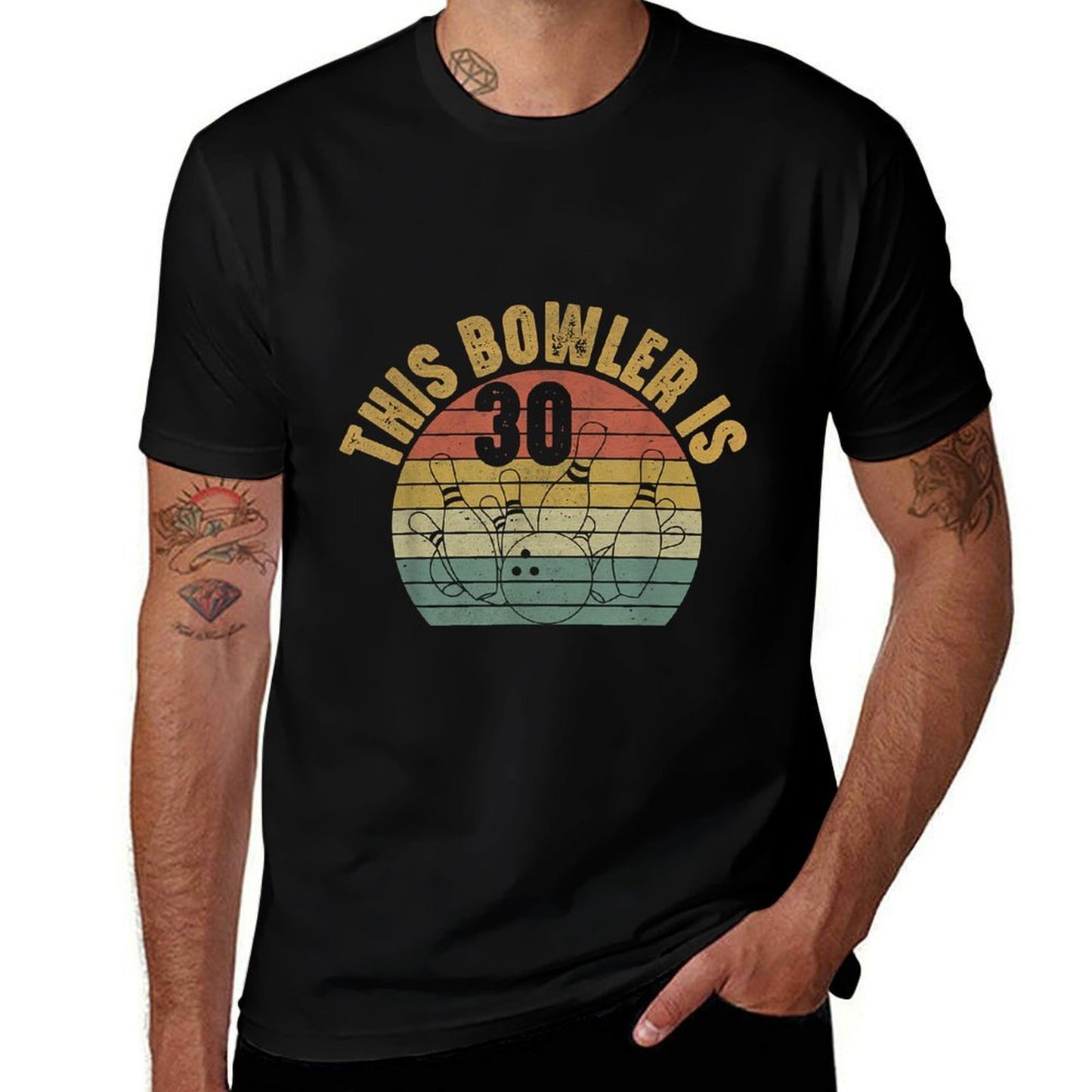 30 Year Old Bowler Bday Party 30th Birthday Bowling Trendy Pattern T-Shirt