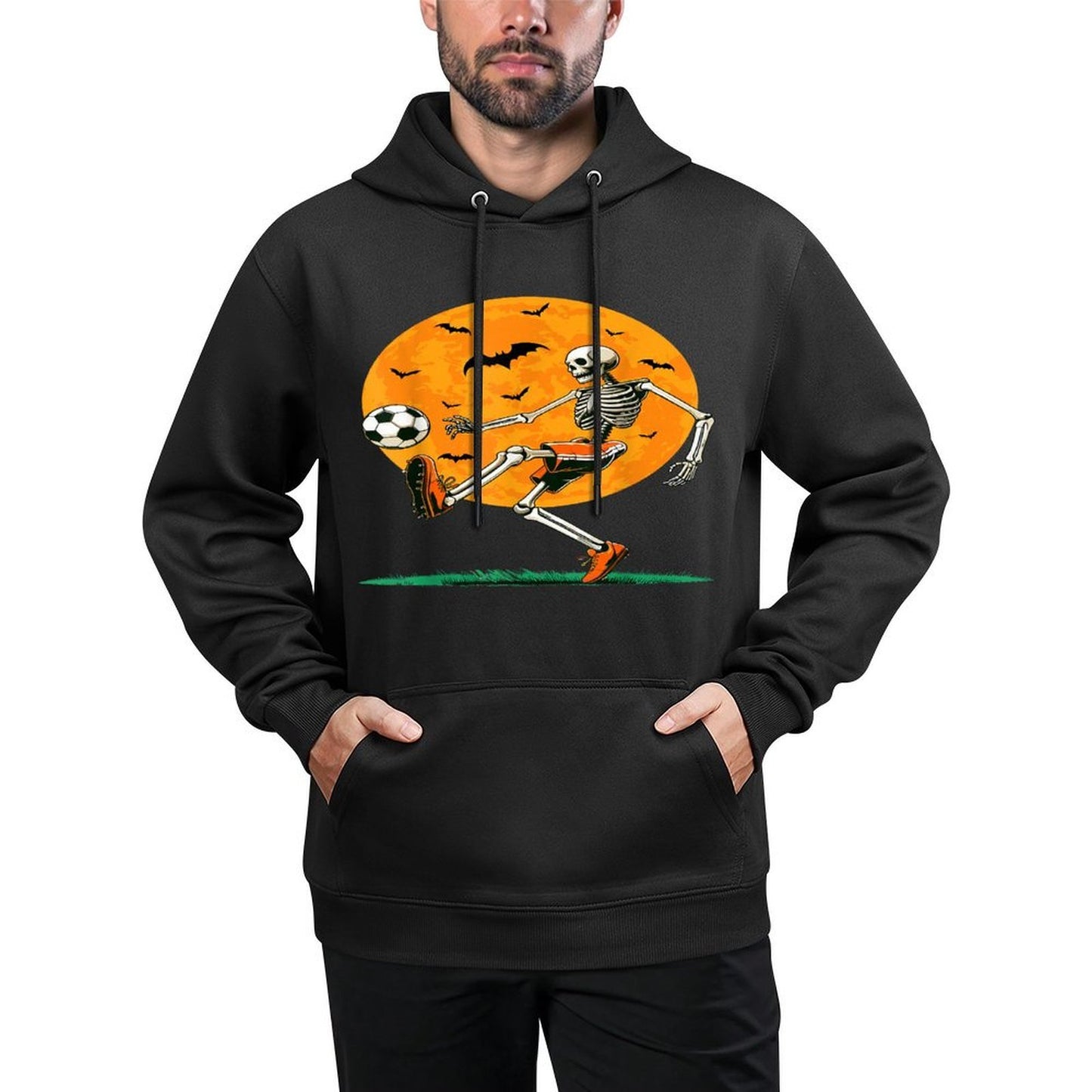 Soccer Skeleton Spooky Football Boys Halloween Soccer Player Customizable Surface Hoodie