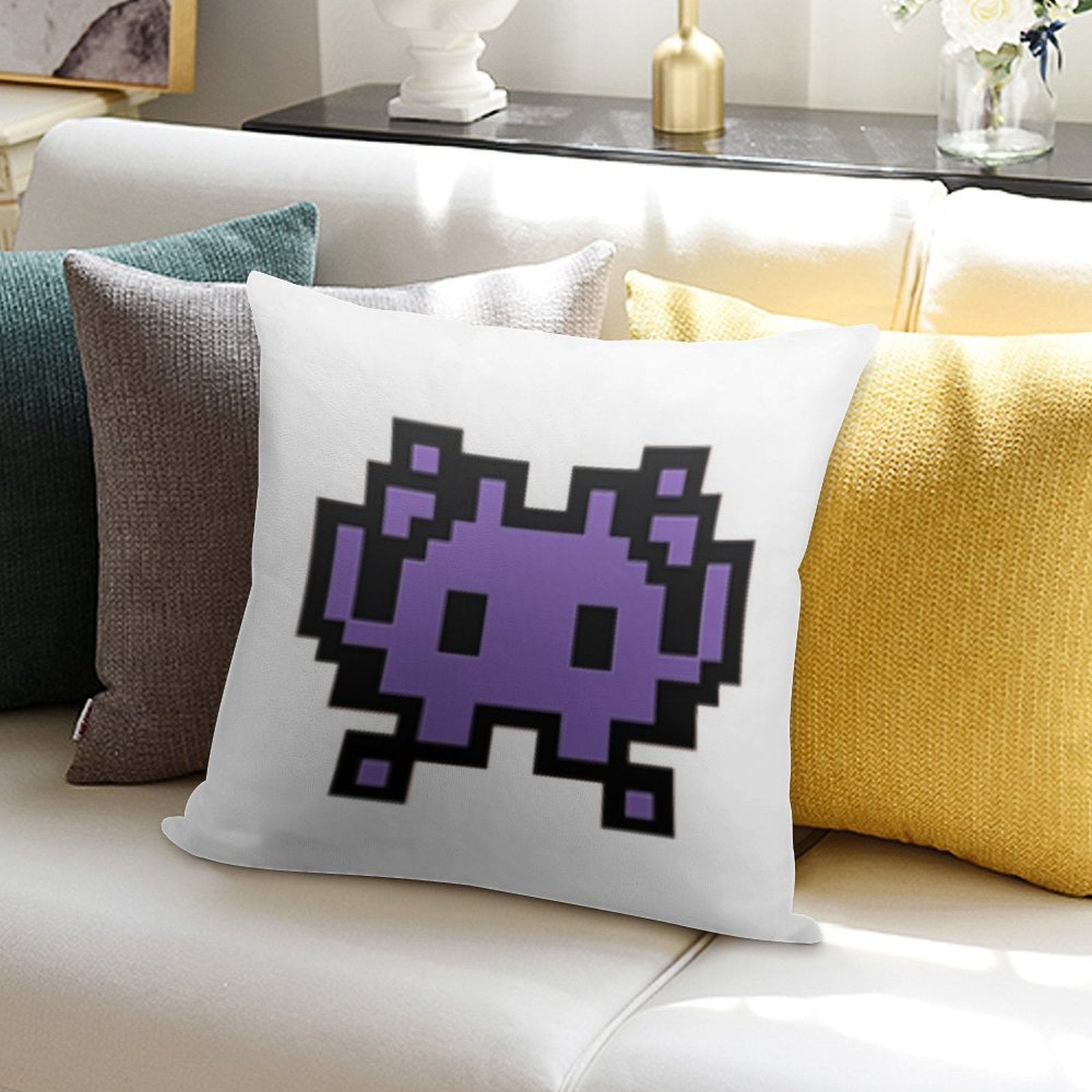 Alien Monster Emoji Soft Durable Construction Throw Pillow