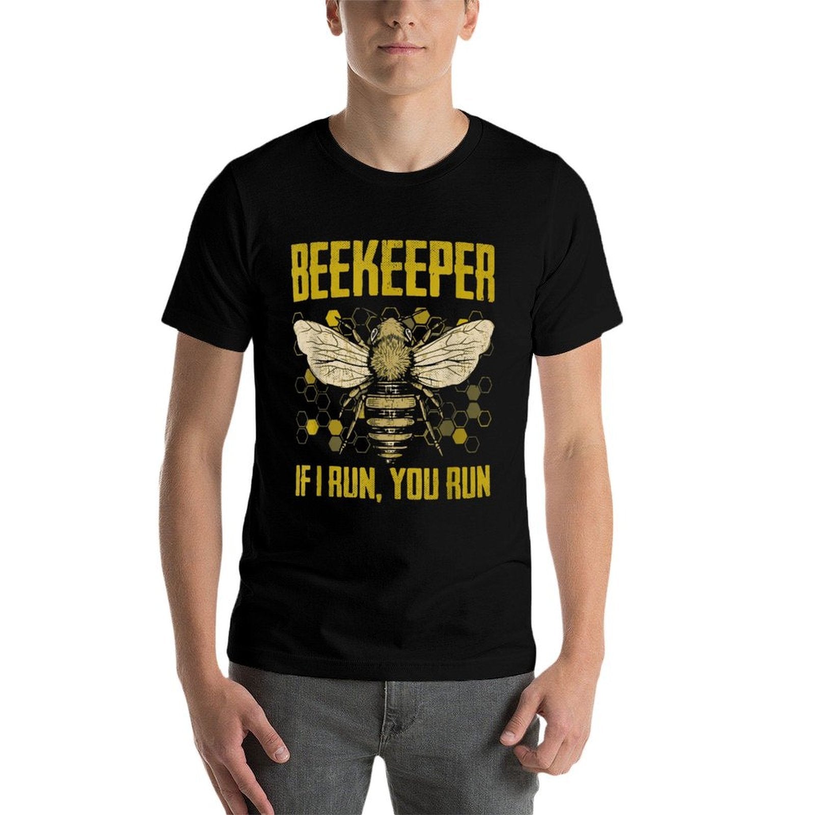 Beekeeping Men Vintage Bee Keeper Outfit If I Run You Run  Durable T-Shirt