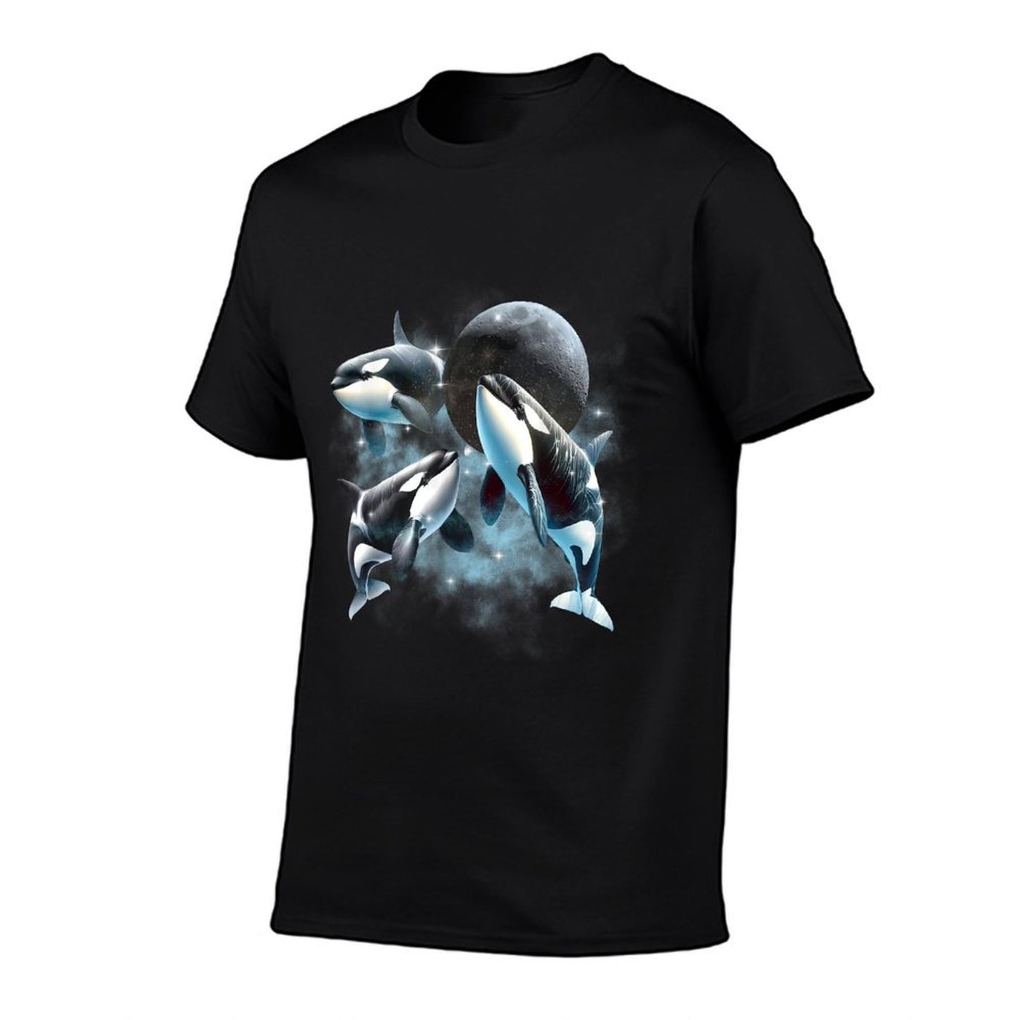 Three Orcas Howling The Moon Vintage 90s Sea Animal Moon  Trendy Pattern T-Shirt
