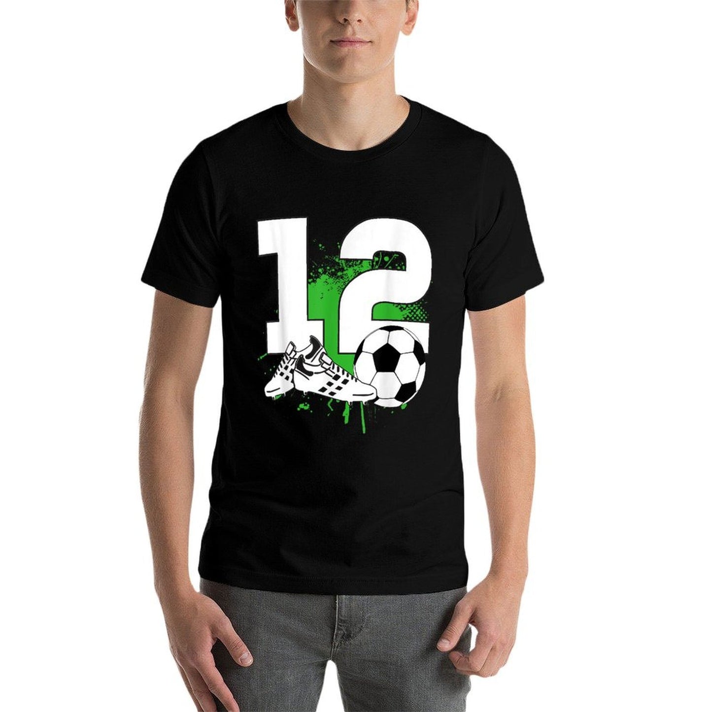 12th Birthday Boy 12 Years Footballer Football Birthday Graphic-printed T-Shirt