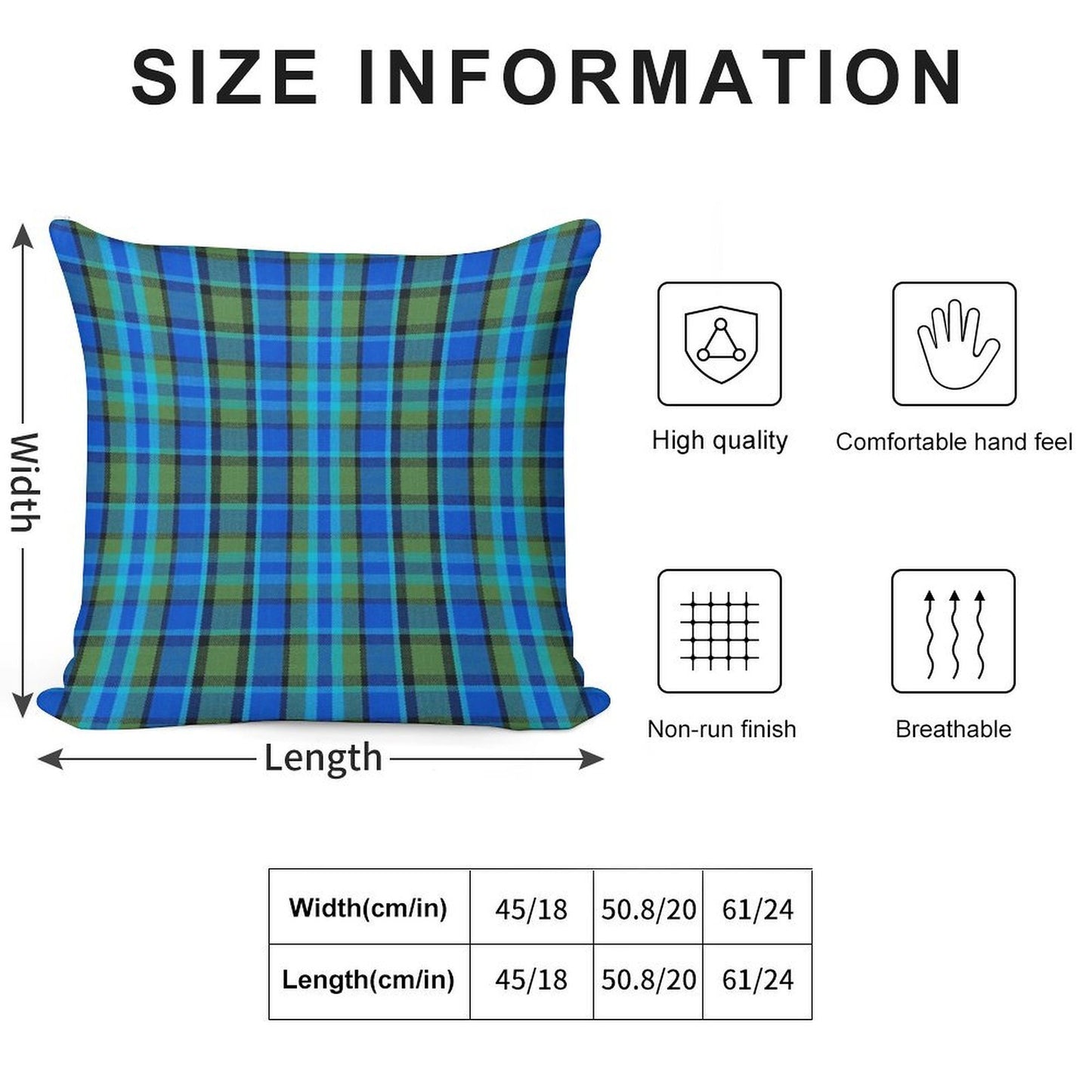 Westy Tartan Blue Plaid for Bulli Bus Camper Soft Multiple Sizes Throw Pillow