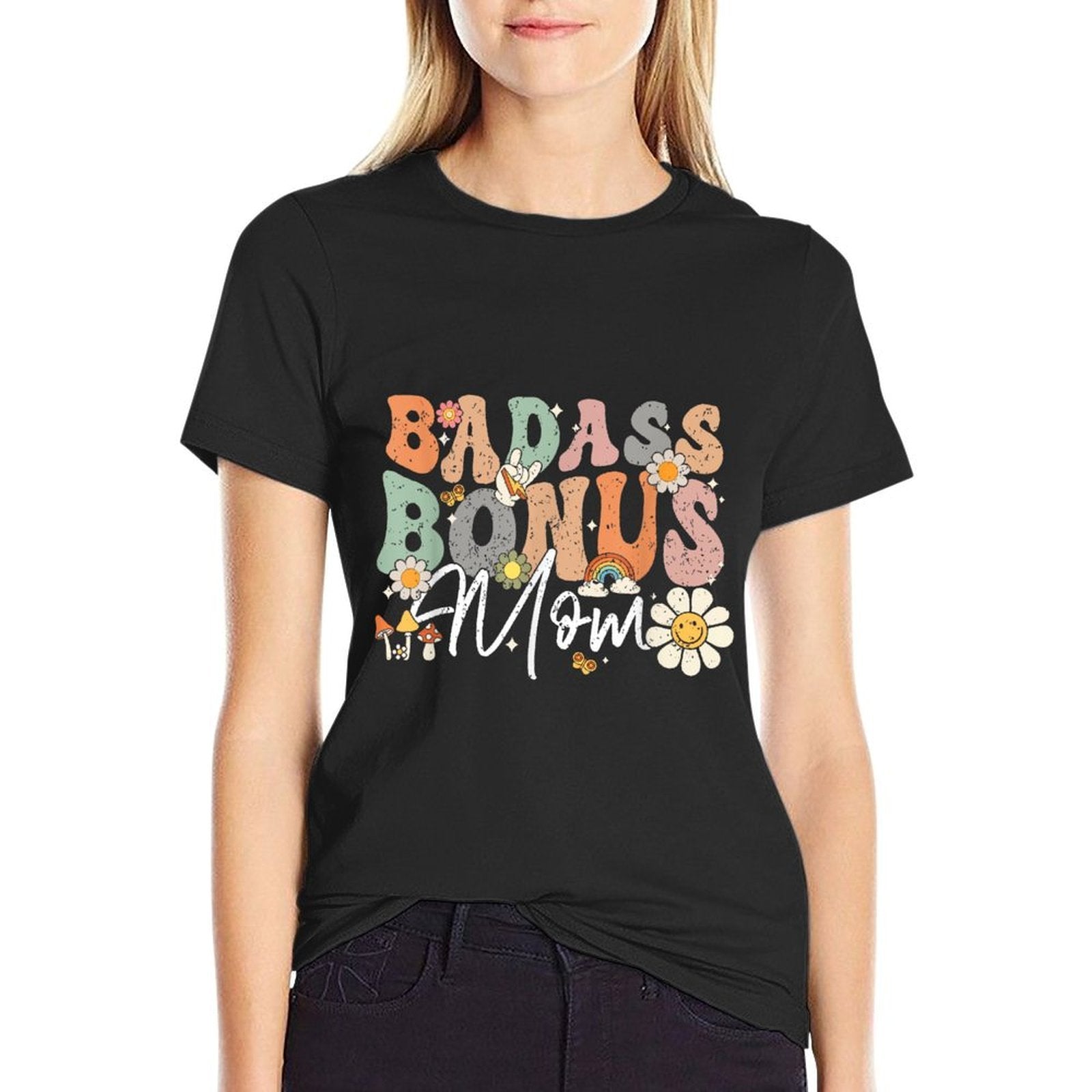 Badass Bonus Mom Funny Step Mom Mother's Day  Eco-friendly Material T-Shirt
