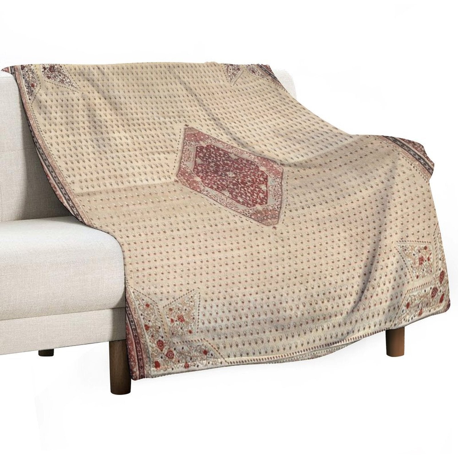 Antique Turkish Hereke Rug Anti-pilling Throw Blanket