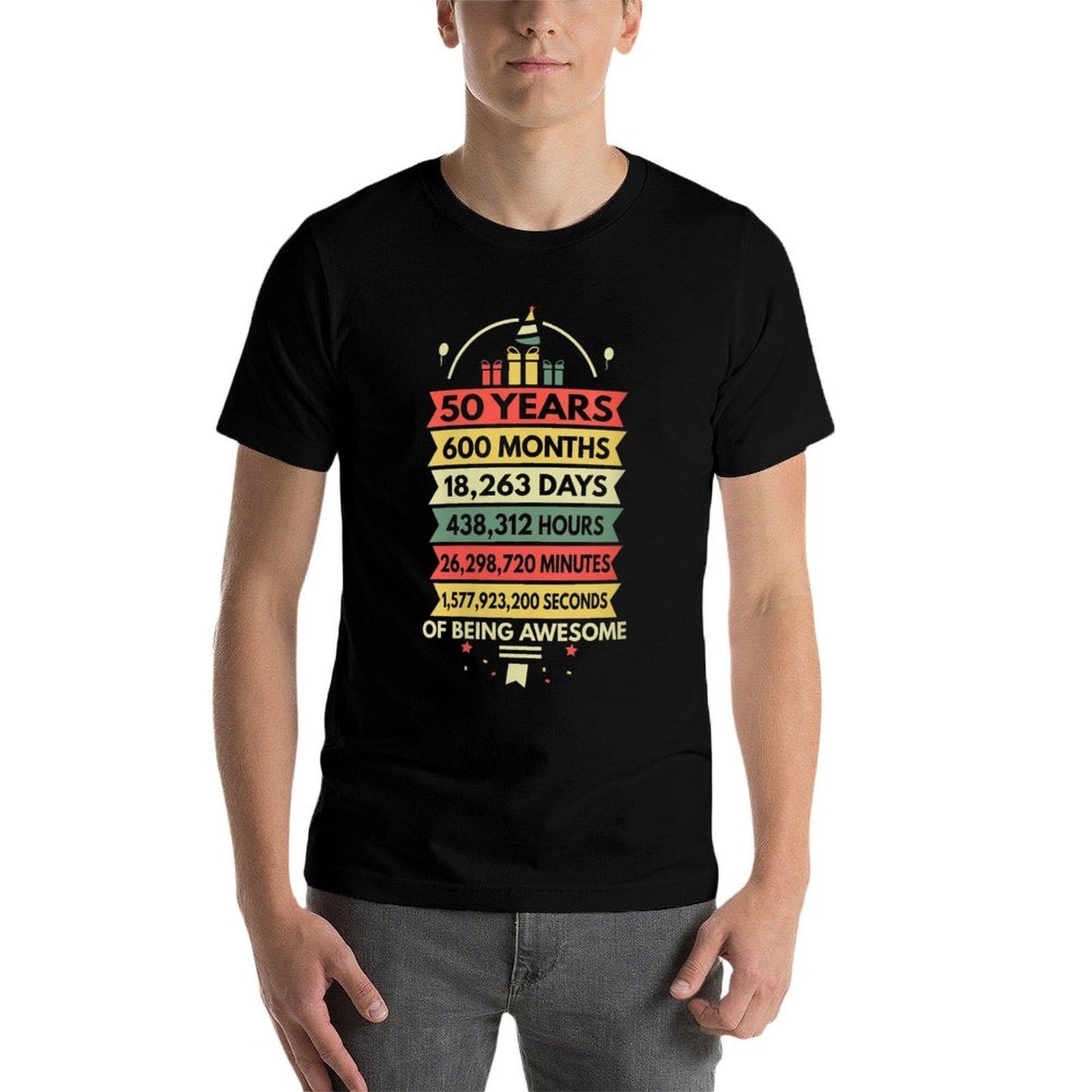 Womens 50 Years 600 Months Of Being Awesome 50th Birthday Gifts Lightweight T-Shirt