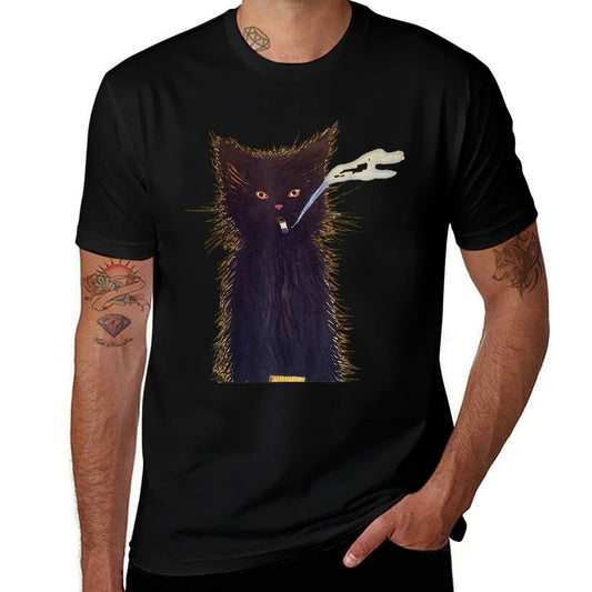 Smoking Black Cat Art Smoke  Versatile T-Shirt