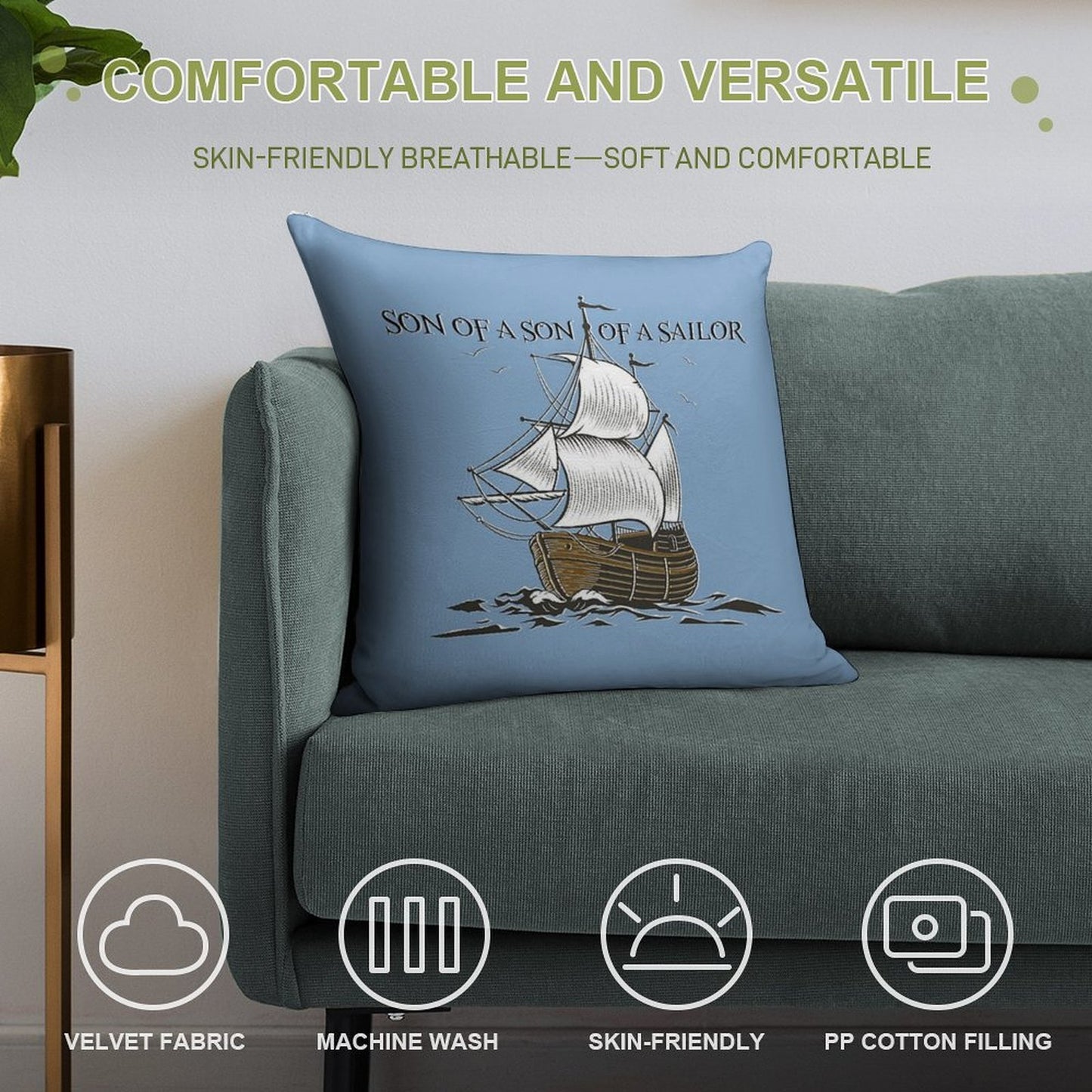 Son of A Son of A Sailor Soft Anti-Pilling Throw Pillow