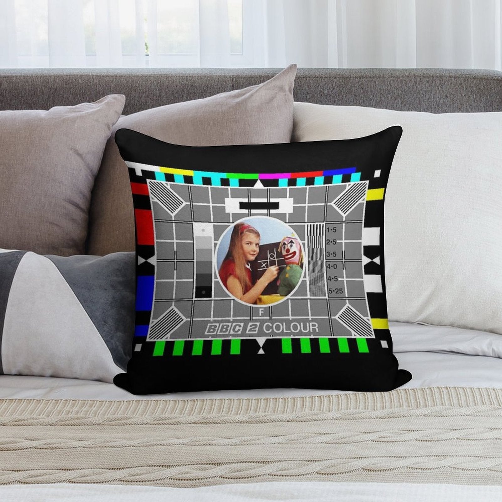 Beebthings Testcard F Soft Home Decor Throw Pillow