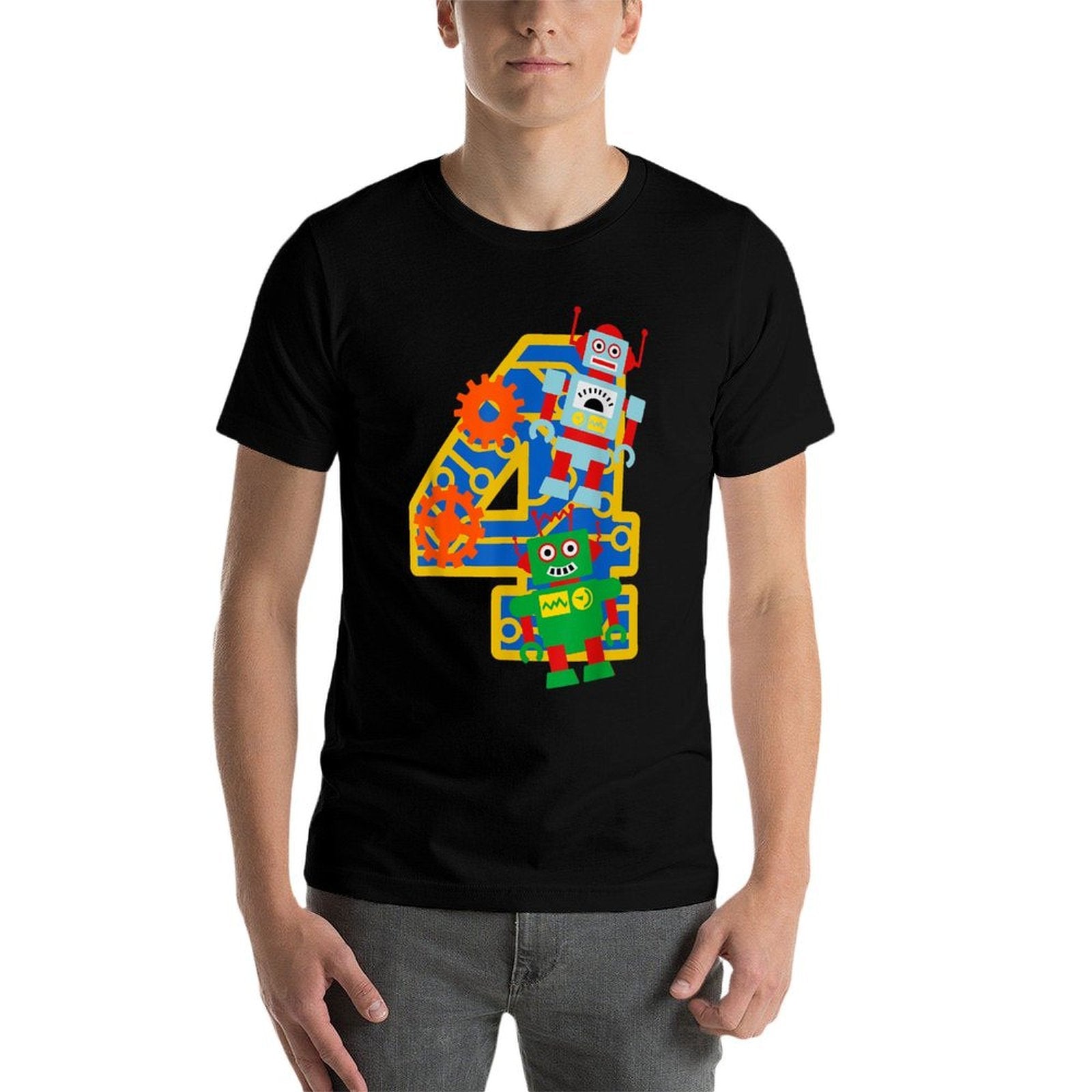 4th Birthday Boy 4 Year Old Little Robot Robotics Engineer  Versatile T-Shirt