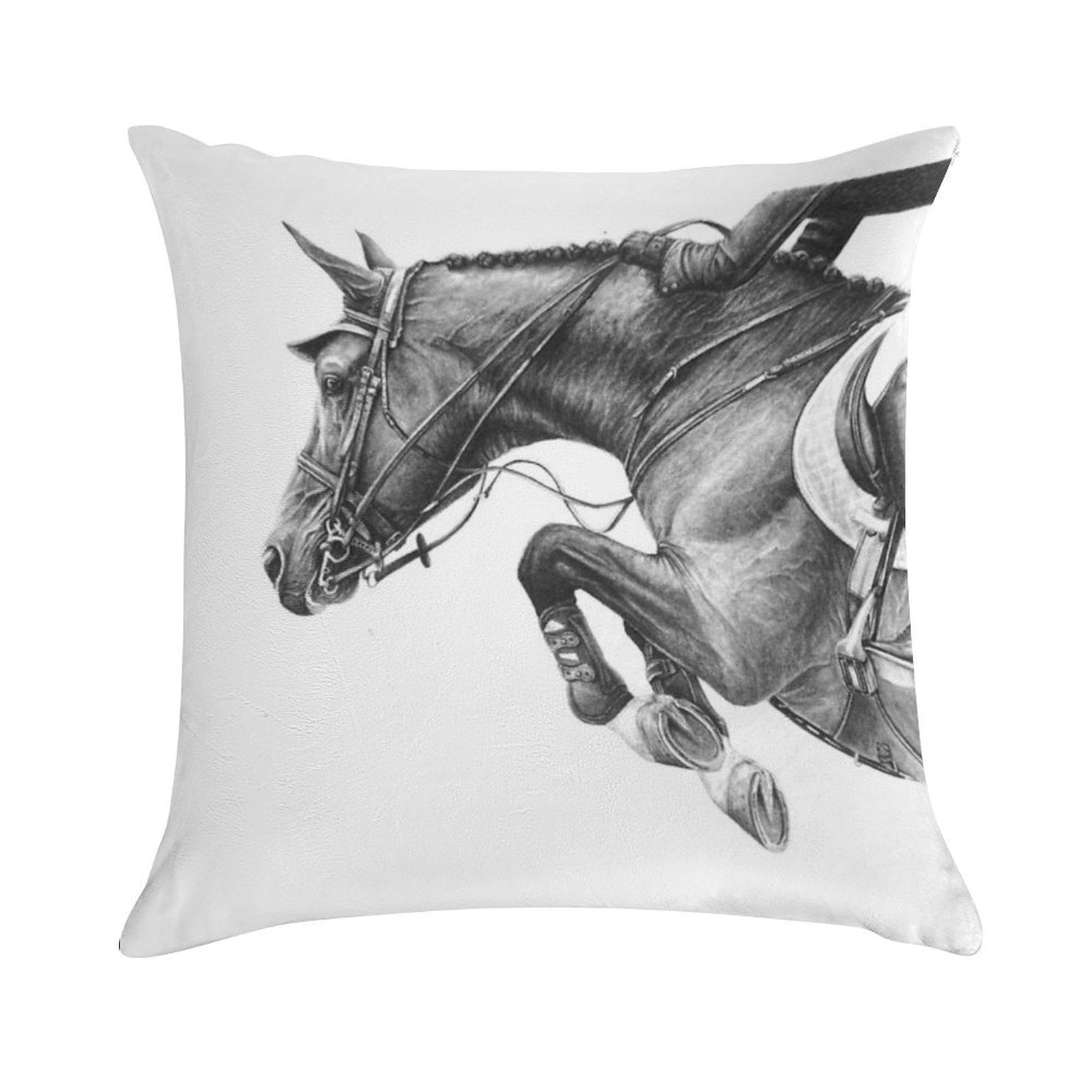 Flick - Showjumping Horse Soft Style Accent Throw Pillow