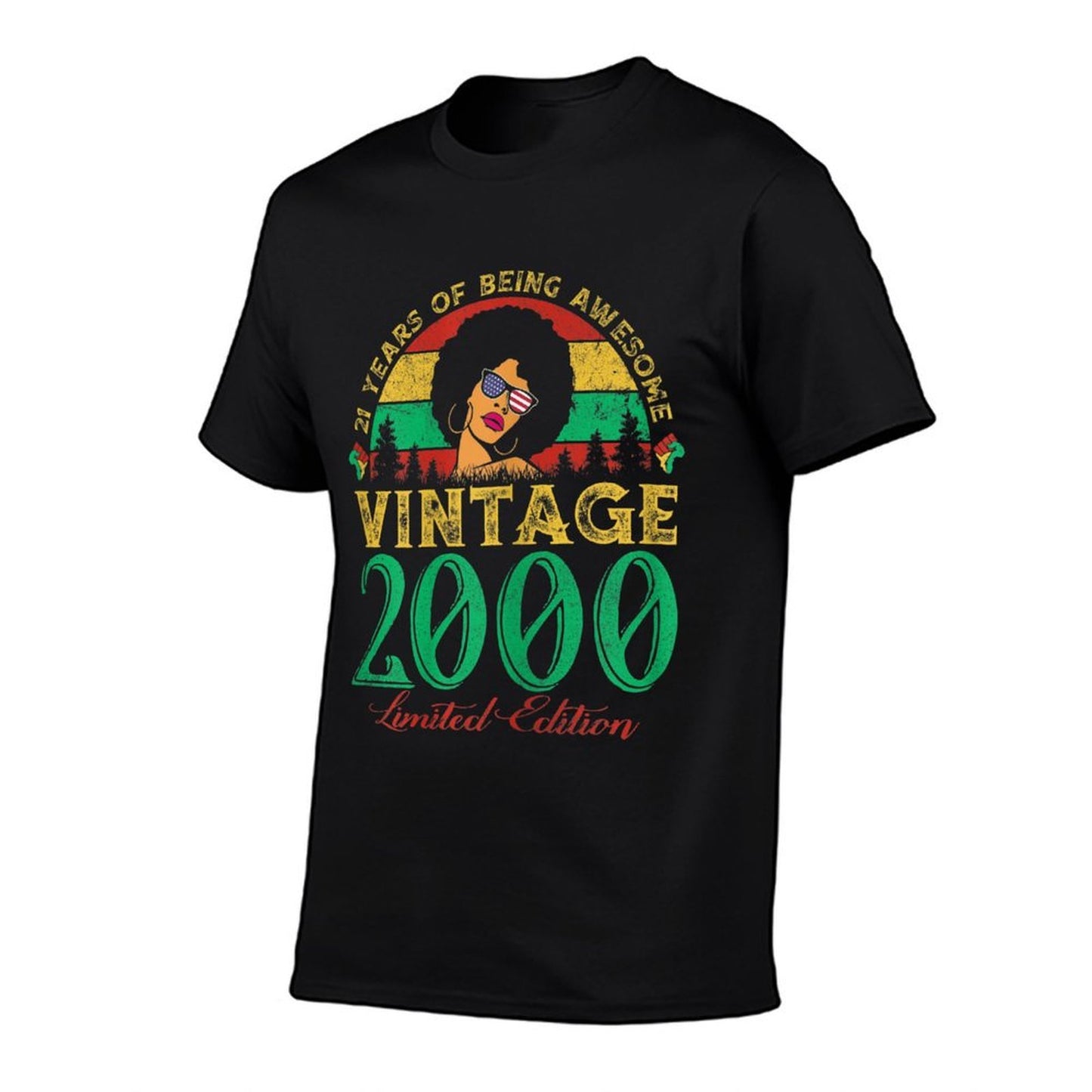 Womens Vintage 2000 Sunset 21 Years Old Black Woman 21st Birthday Wrinkle-resistant T-Shirt