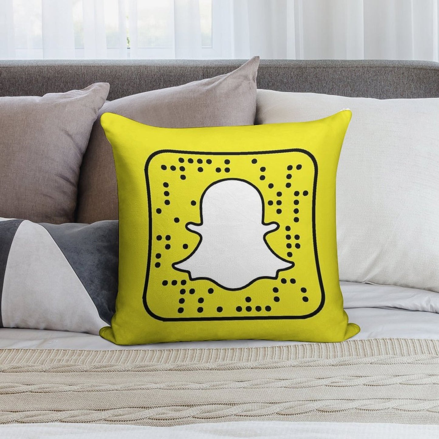 Snapchat Logo Pillow Soft Luxury Feel Throw Pillow