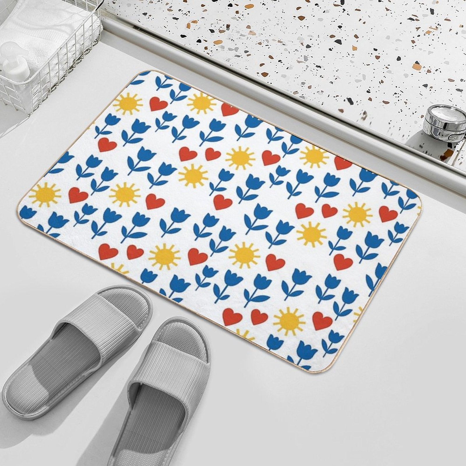 Sunshine & Love - Floral Pattern  Eco-Friendly Bath Mat