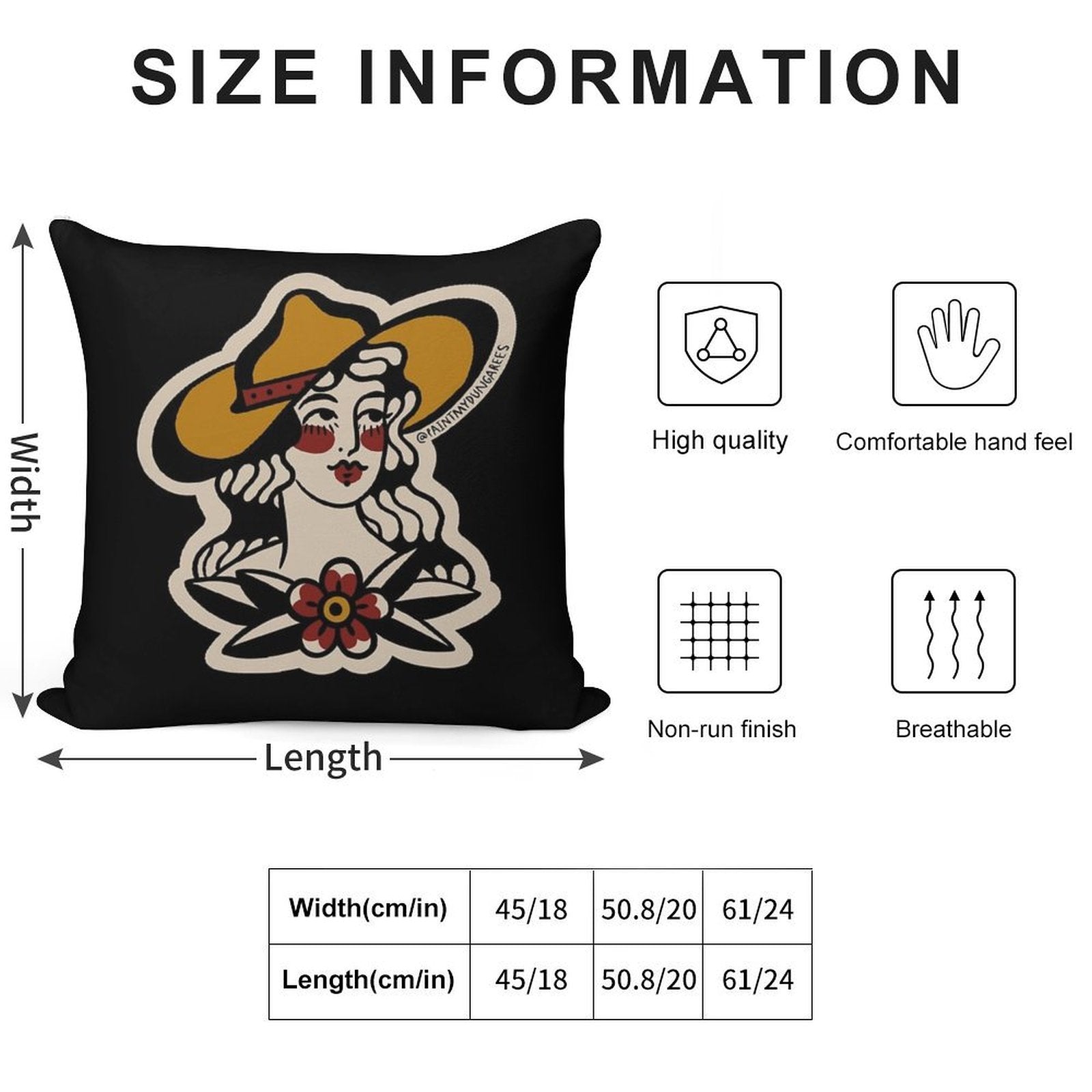 Traditional Cowgirl Tattoo Flash Soft Home Decor Throw Pillow