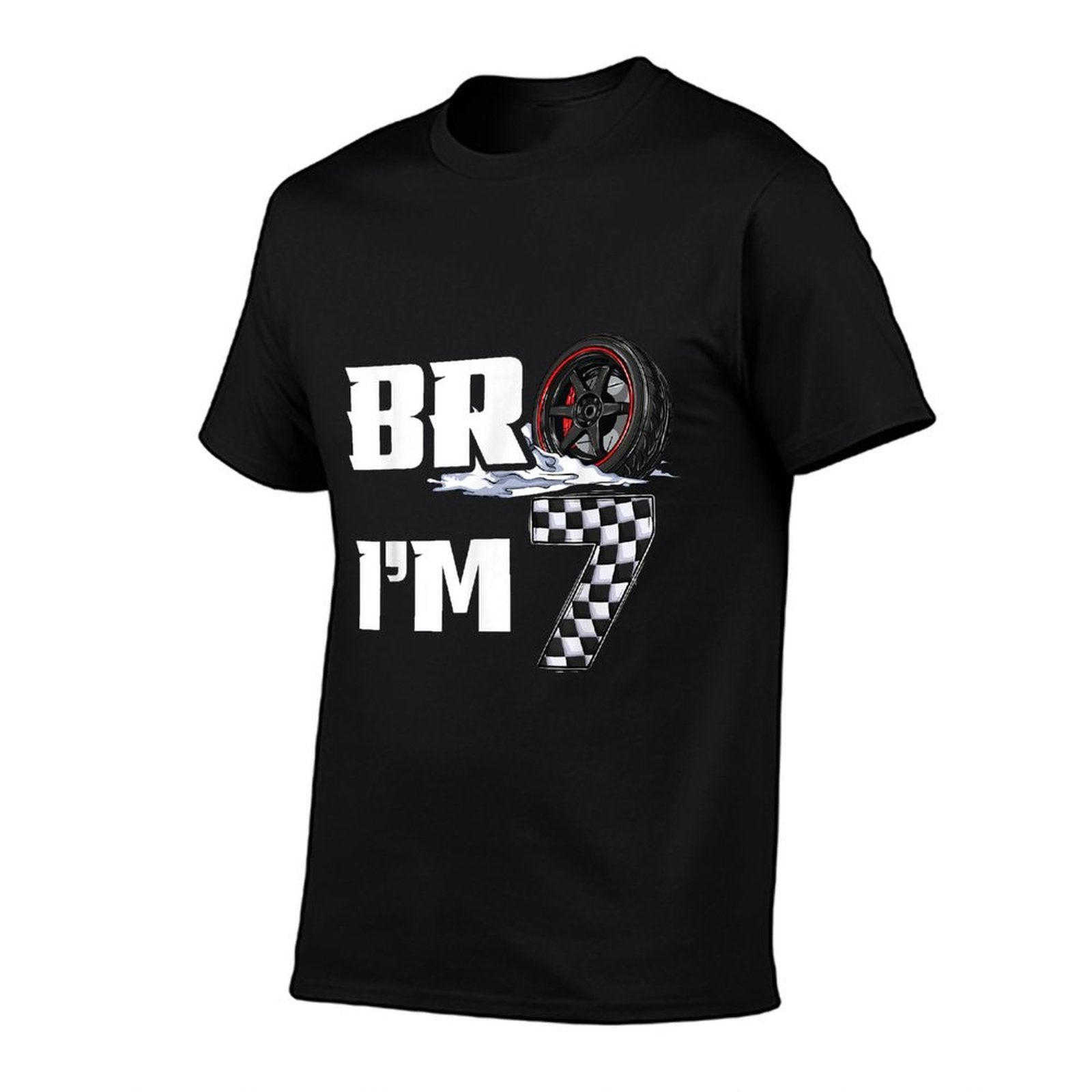 7th Birthday Boy Pit Crew Bro I’m 7 Year Old Race Car Racing  Cotton T-Shirt