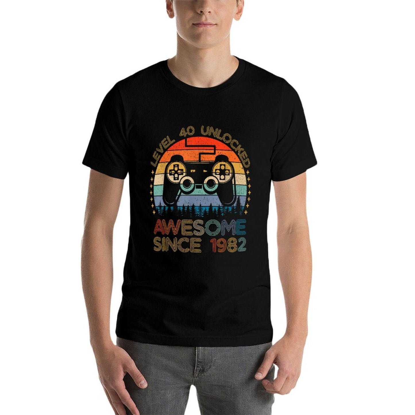 Vintage Level 40 Unlocked Awesome Since 1982 40th Birthday Tagless Design T-Shirt