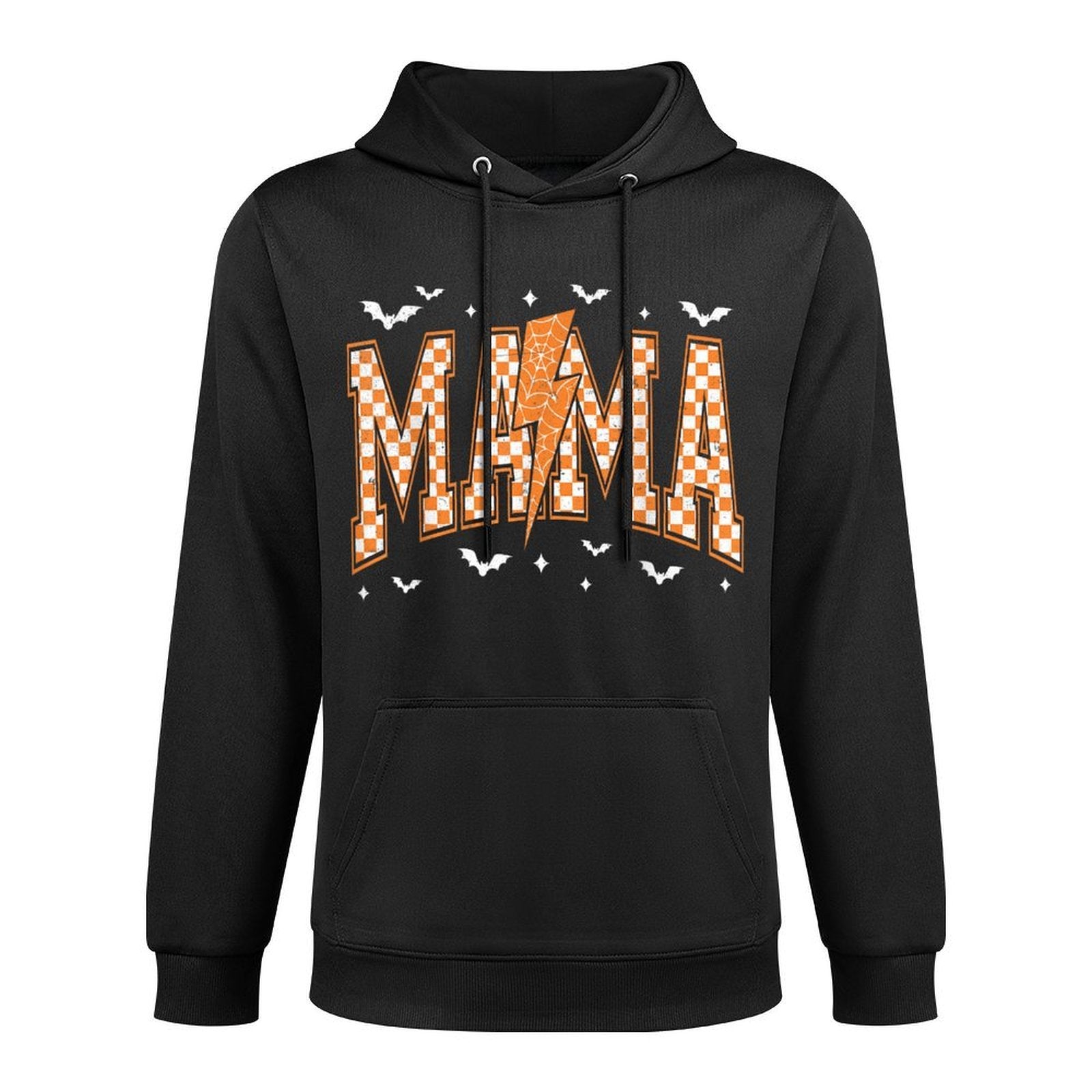 Mama Halloween Costume Spooky Season Women Checkered Bat Colorfast Hoodie