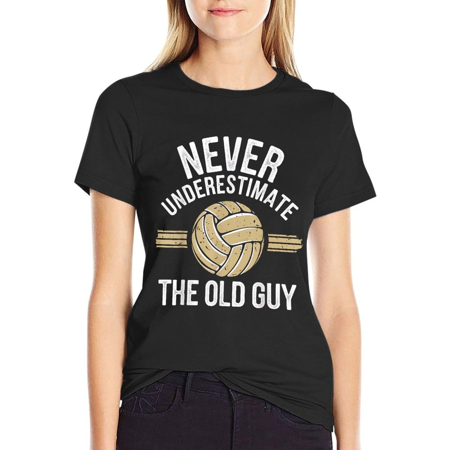 Volleyball Never Underestimate The Old Guy Vintage Sports Polyester Blend T-Shirt