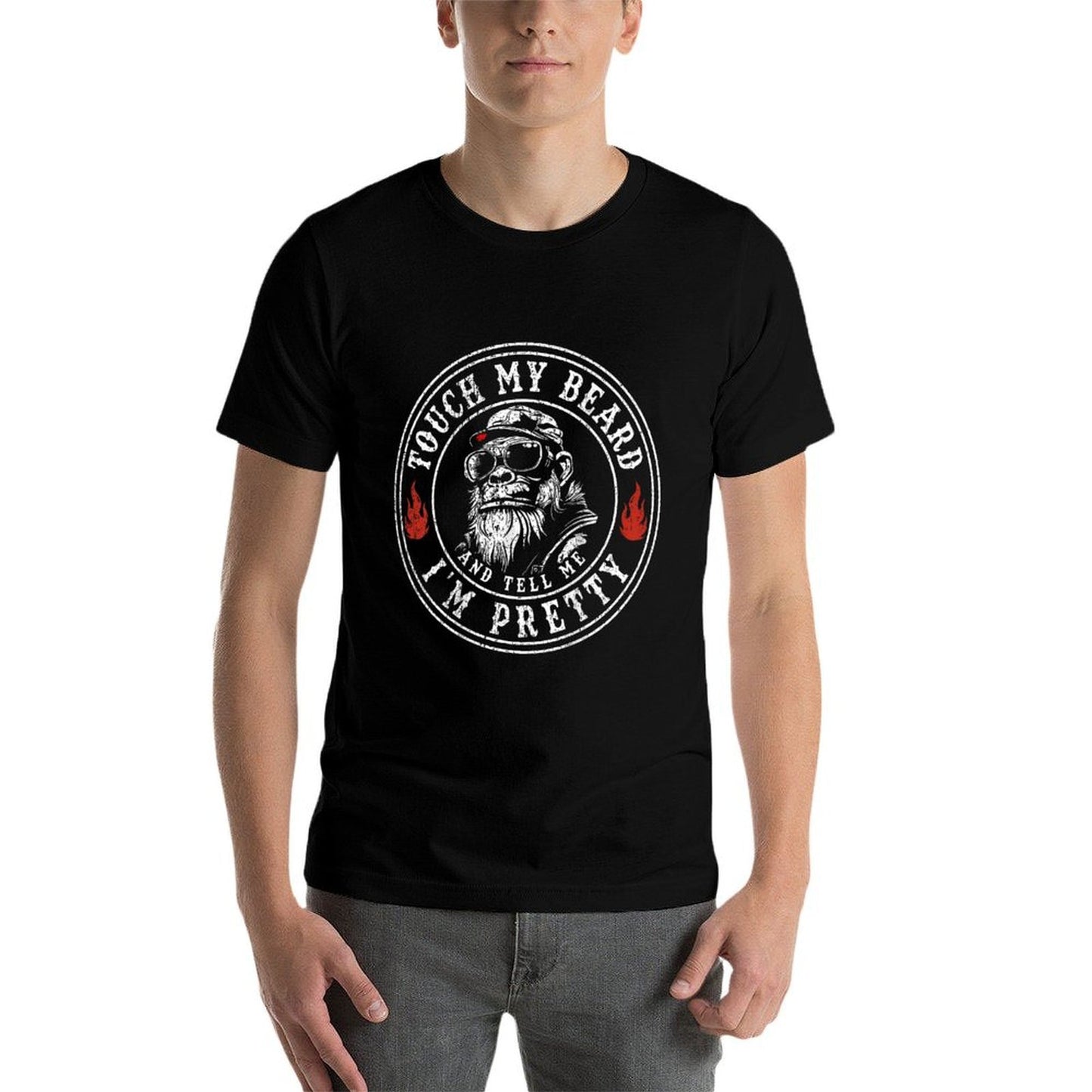 (On Back) Touch My Beard And Tell Me Im Pretty Monkey Men Relaxed-fit T-Shirt