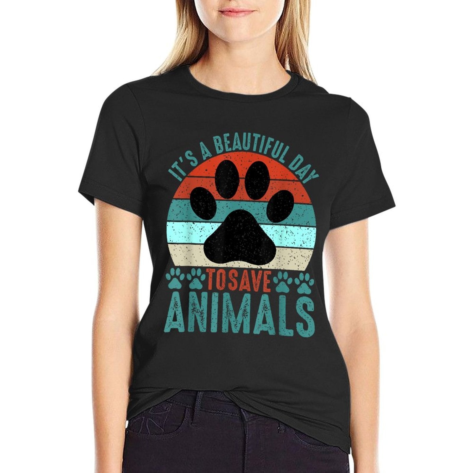A Beautiful Day To Save Animals Rescue Animals  Cotton T-Shirt