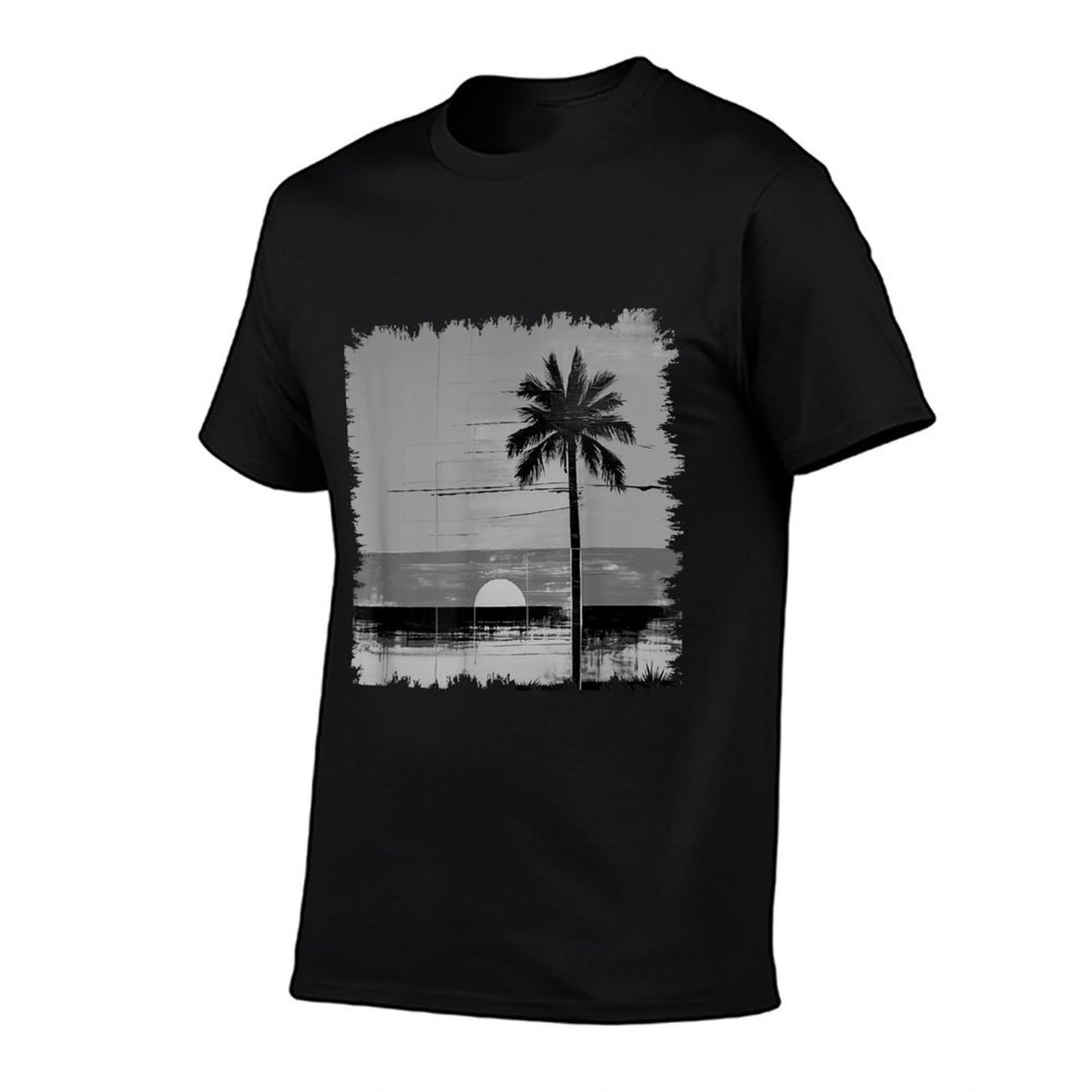 Sunset And Palm Tree Simple Tropical Landscape Stylish Odor-resistant T-Shirt