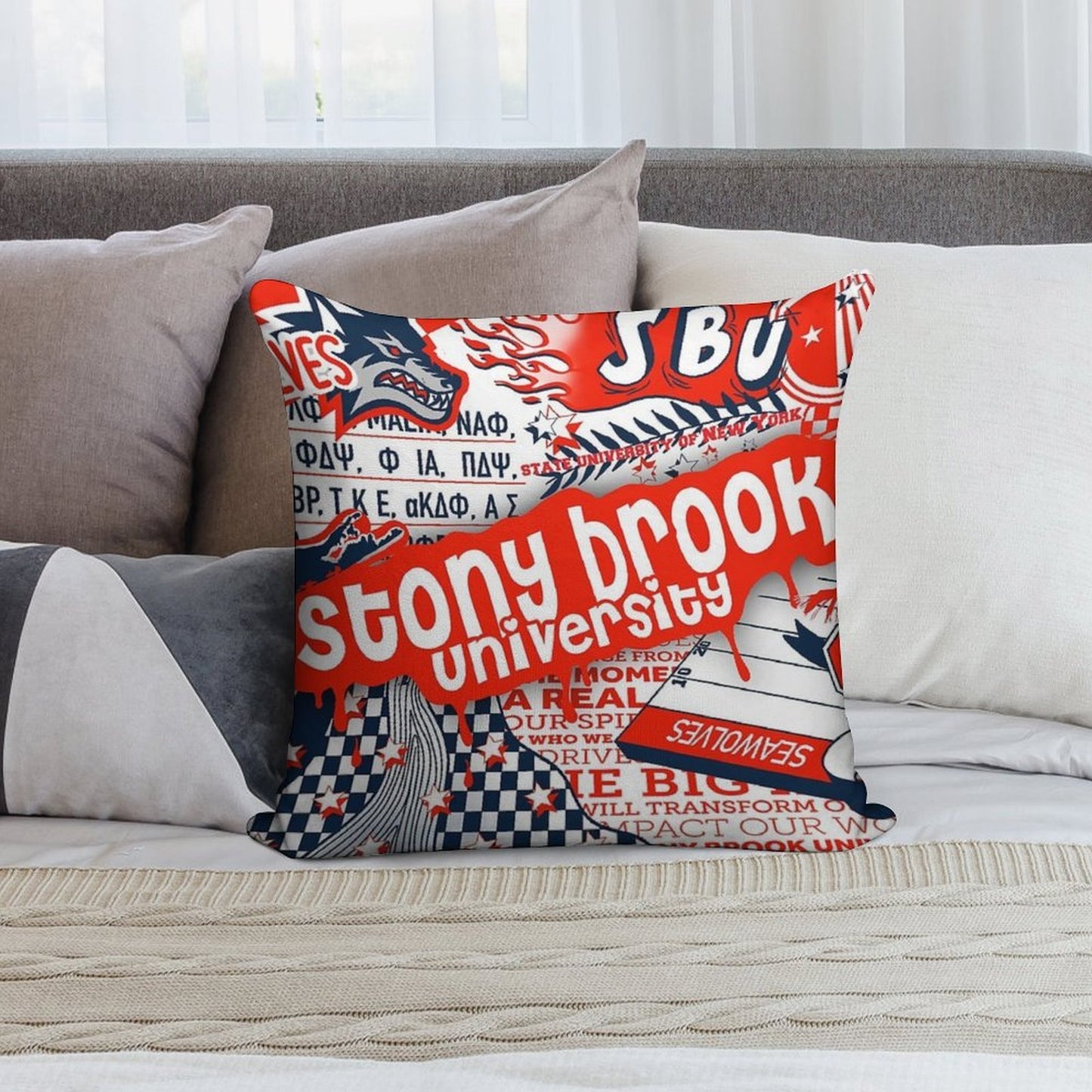 Stony Brook (Digital Collage) Soft Gift Ready Throw Pillow
