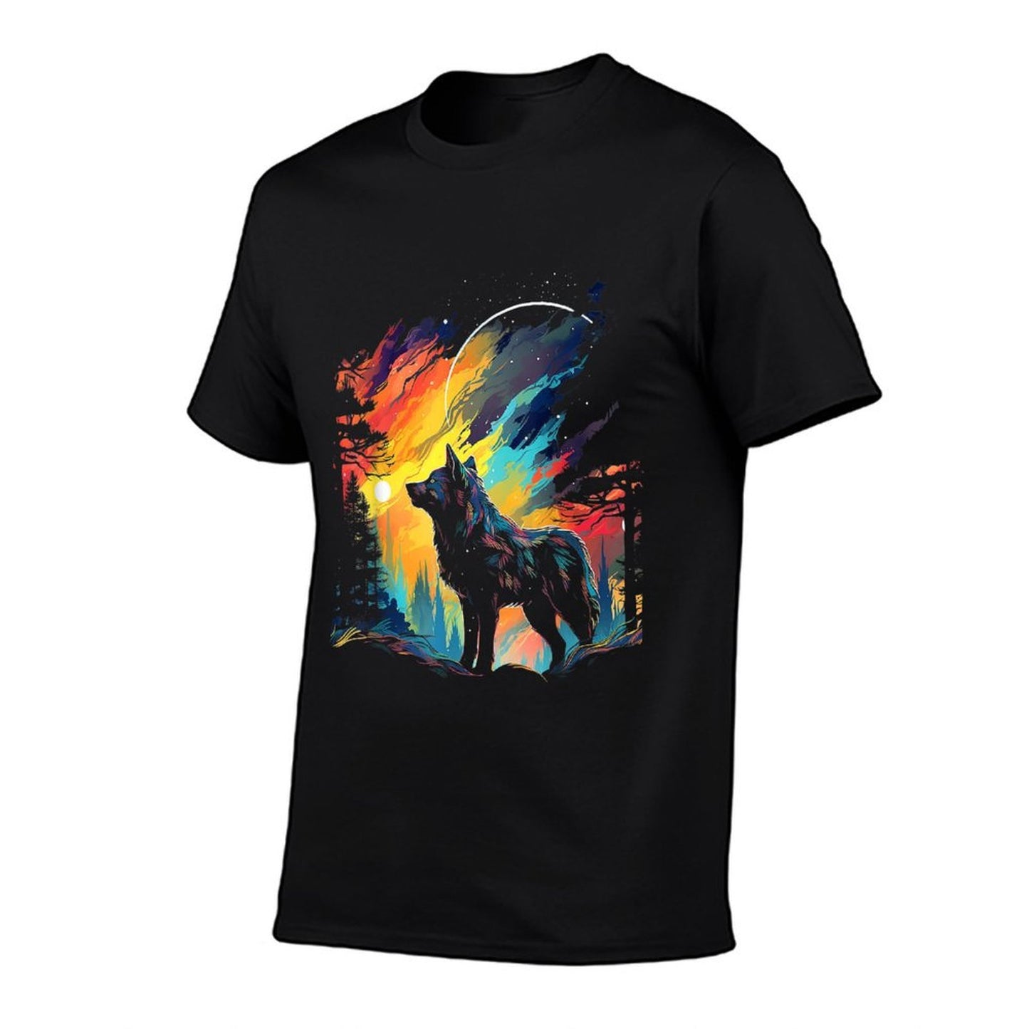 Wolf Nature Art Animal Colorful Abstract Graphic Wolf Easy-care T-Shirt