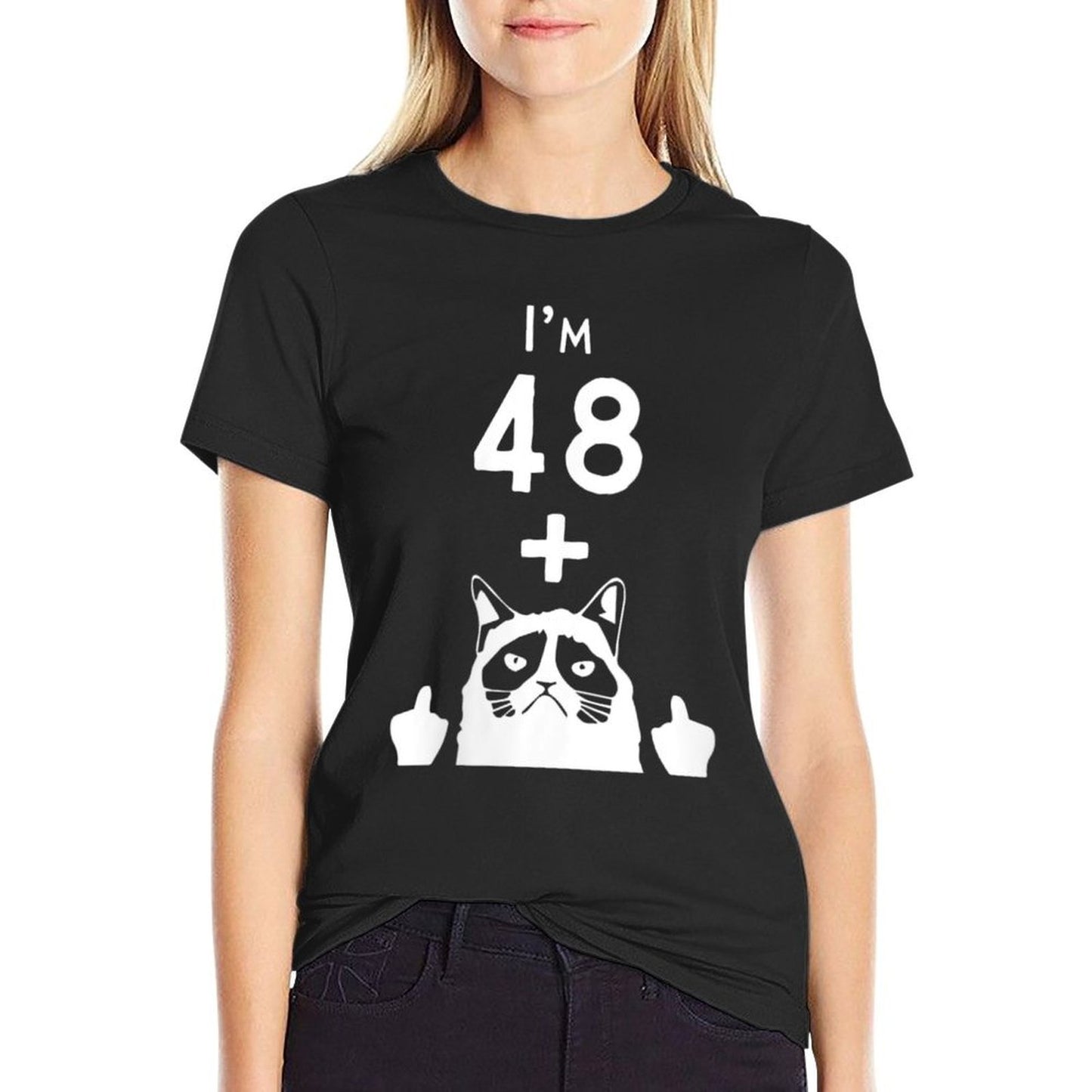 Womens Funny Cat 50th Birthday Gift High-quality Stitching T-Shirt