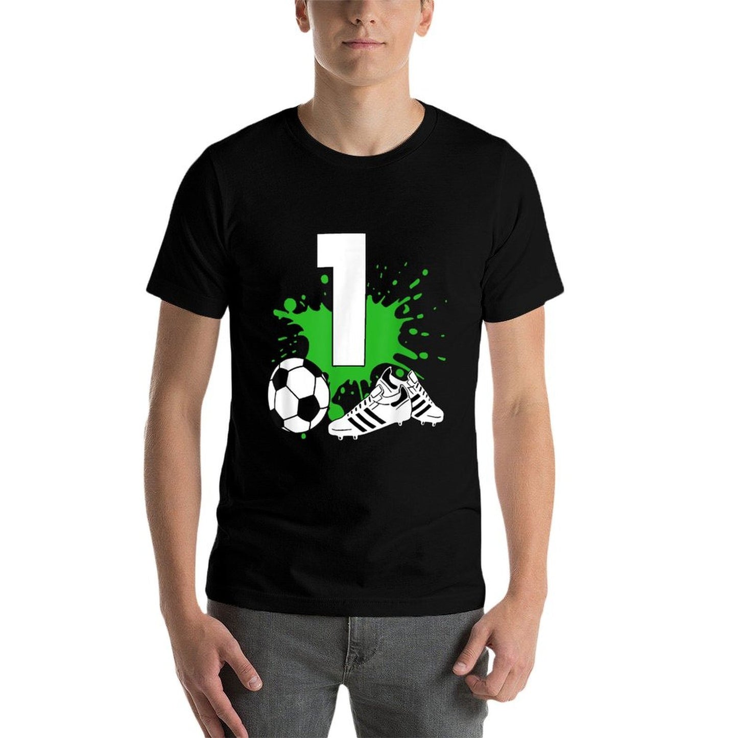 1 Year Old Birthday Boy Soccer Football Player 1st B-Day Age Affordable Price T-Shirt