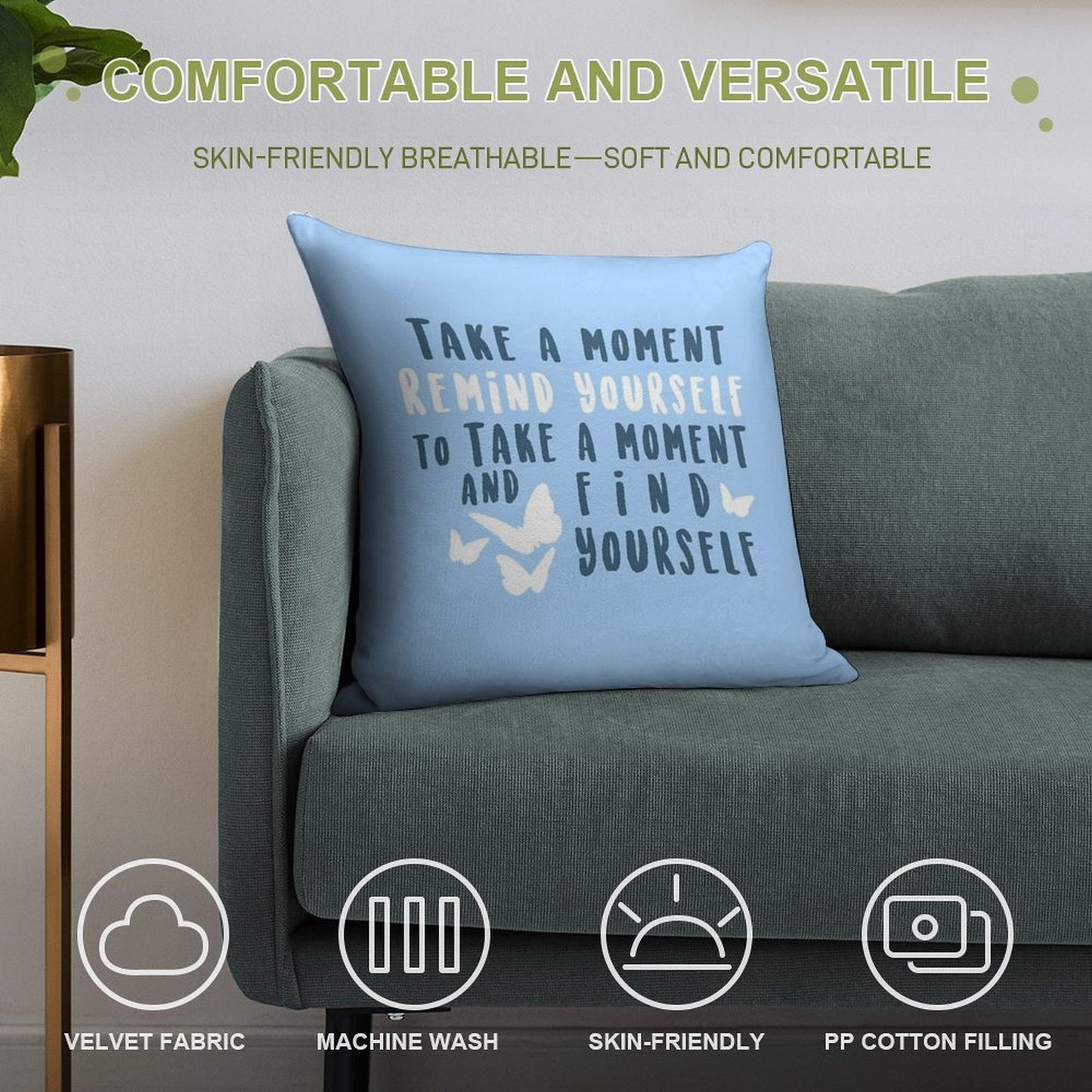 Take A Moment to Find Yourself Soft Bedroom Essential Throw Pillow