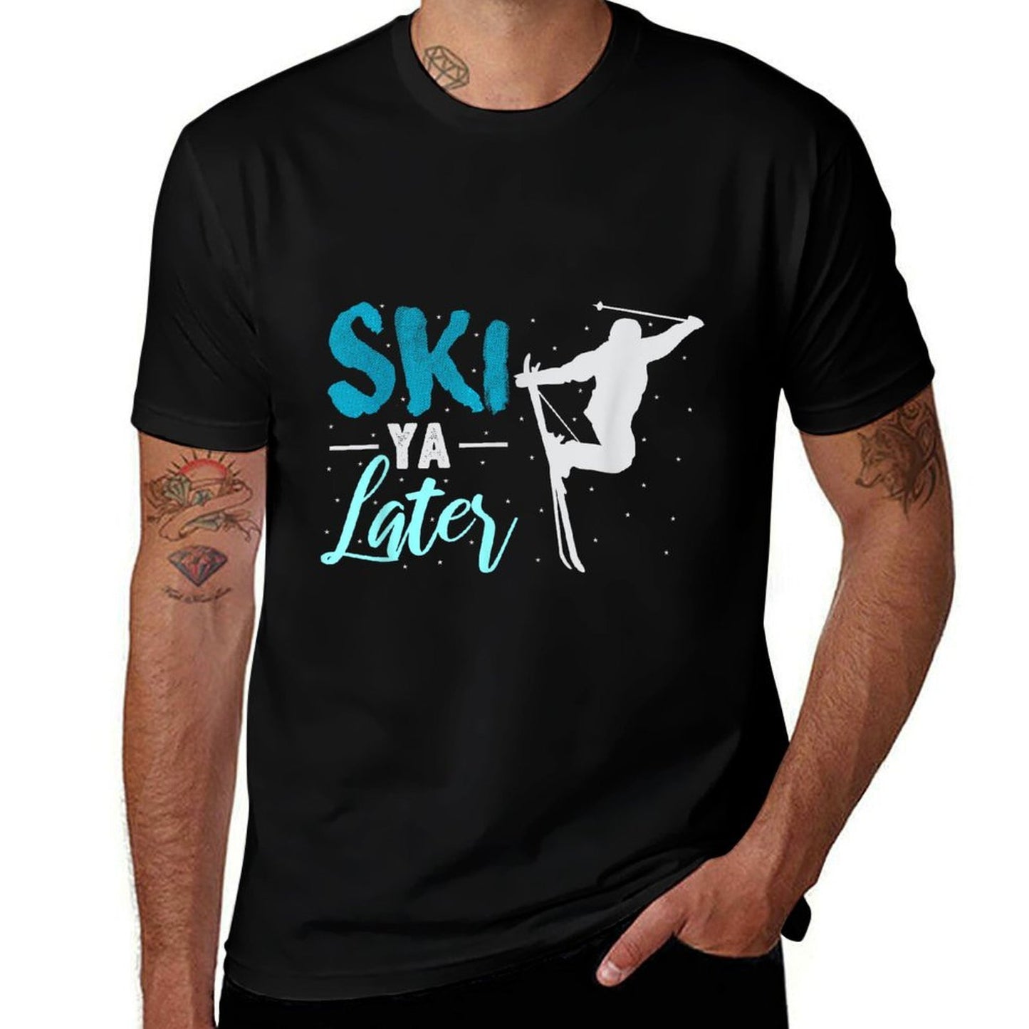 Ski Ya Later Winter Sports Snow Lover Skiing  Fade-proof Color T-Shirt