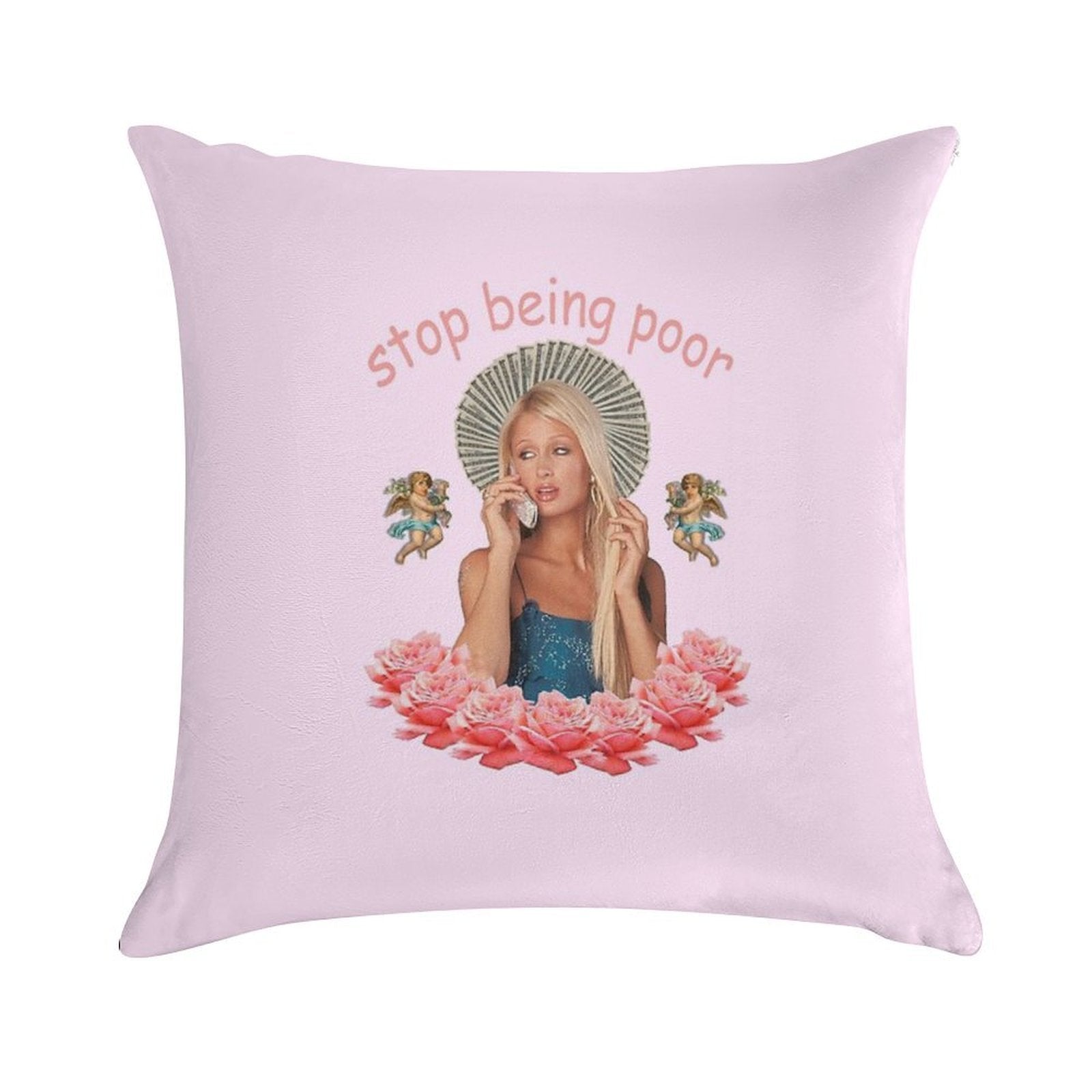 Paris Hilton 'Stop Being Poor' Soft Skin-Friendly Throw Pillow