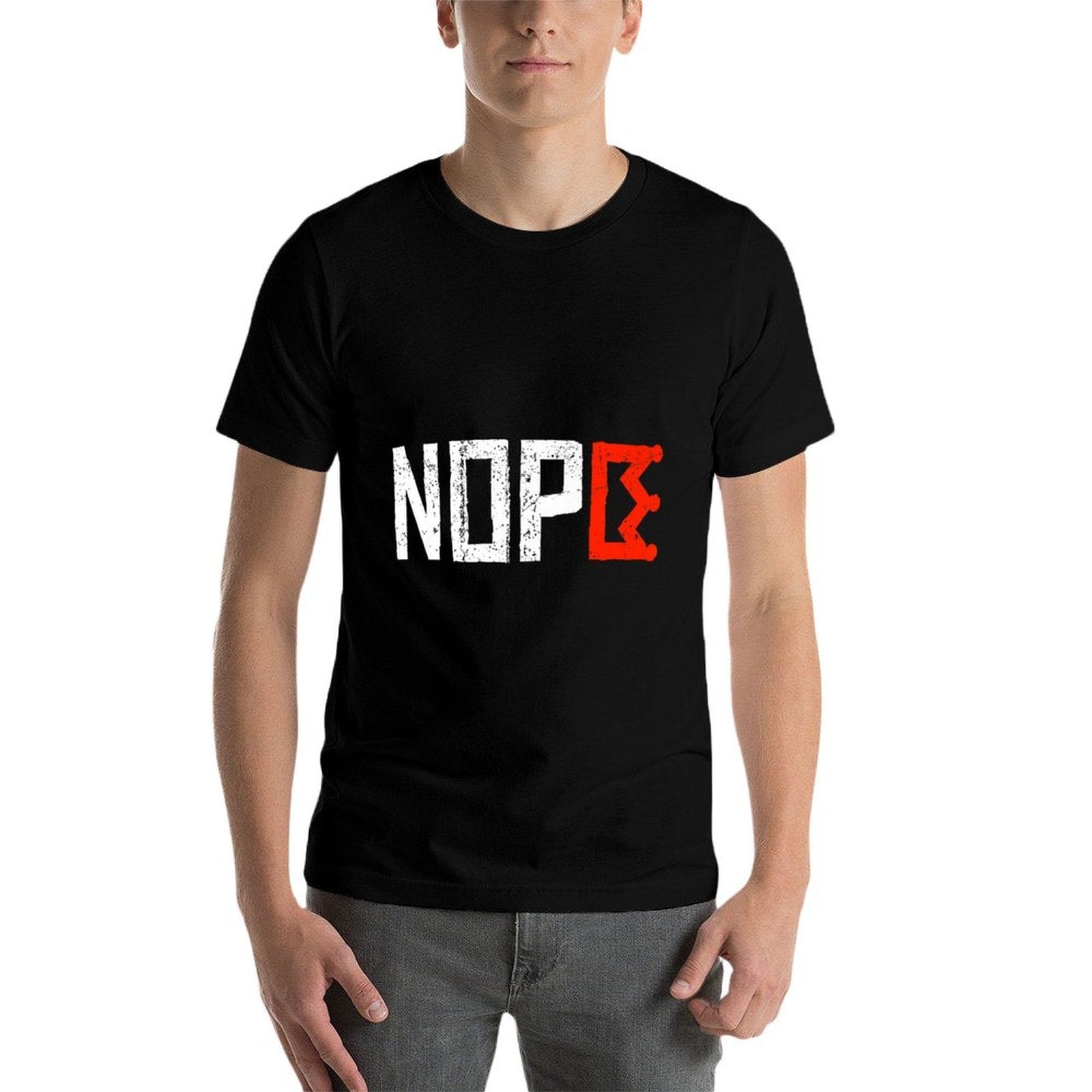 No Kings Nope Protest Sign Horizontal Premium  Ribbed Collar T-Shirt