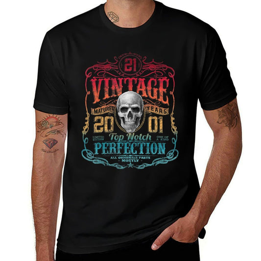 Vintage 2001 Limited Edition 2001 21 Years Old 21st Birthday  Rolled Sleeves T-Shirt