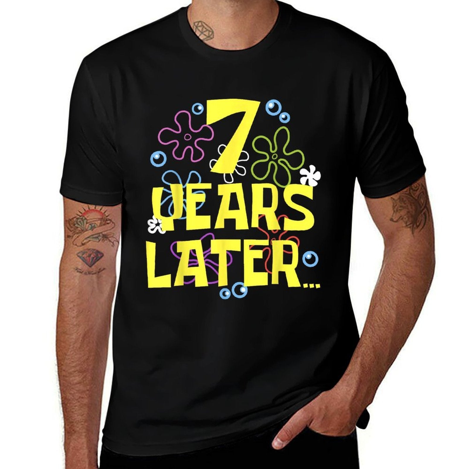 7 YEARS LATER SEVEN 7 Year Old Birthday Gifts for Girls Boy  Heathered Texture T-Shirt