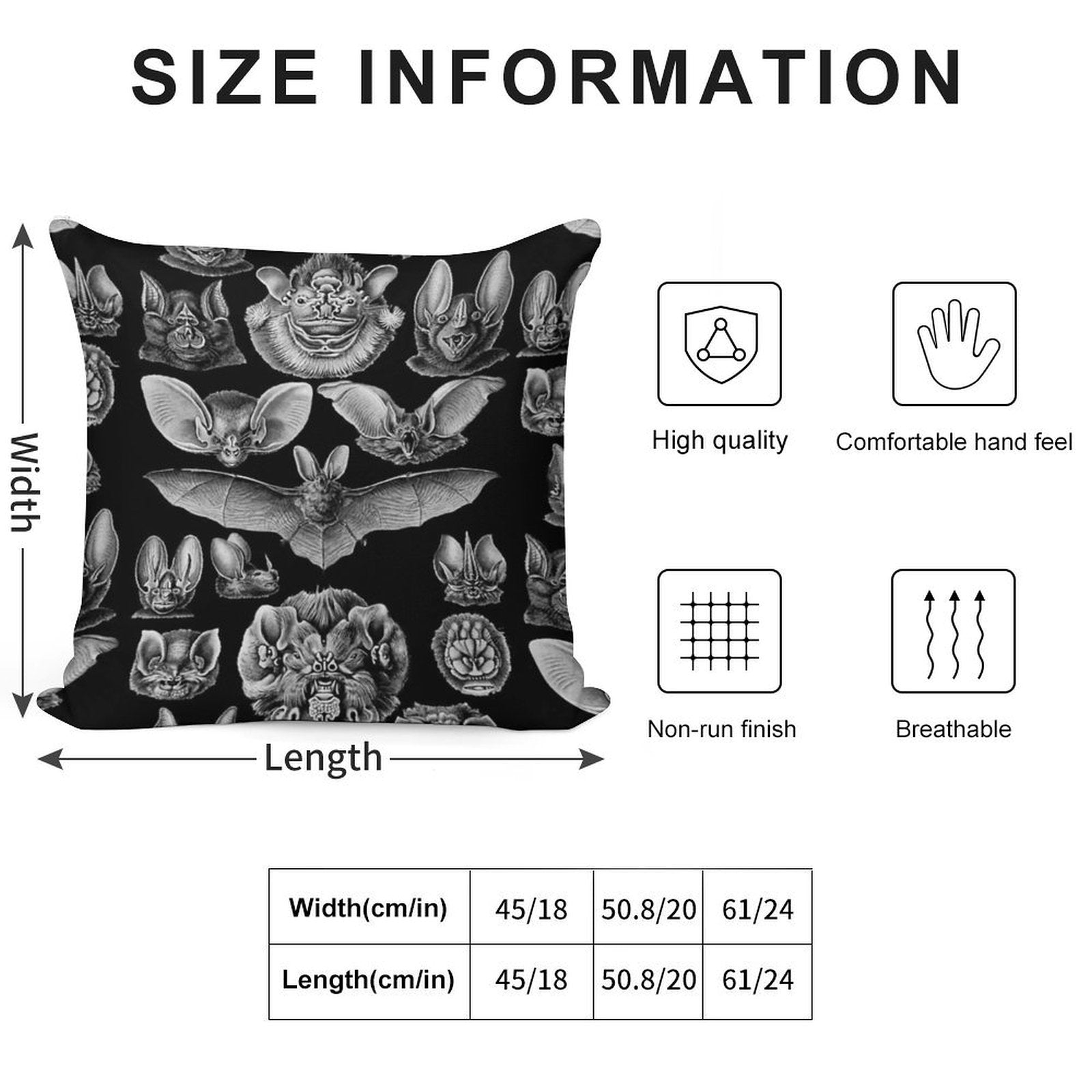 1904 Haeckel Chiroptera Soft Shrink-Resistant Throw Pillow