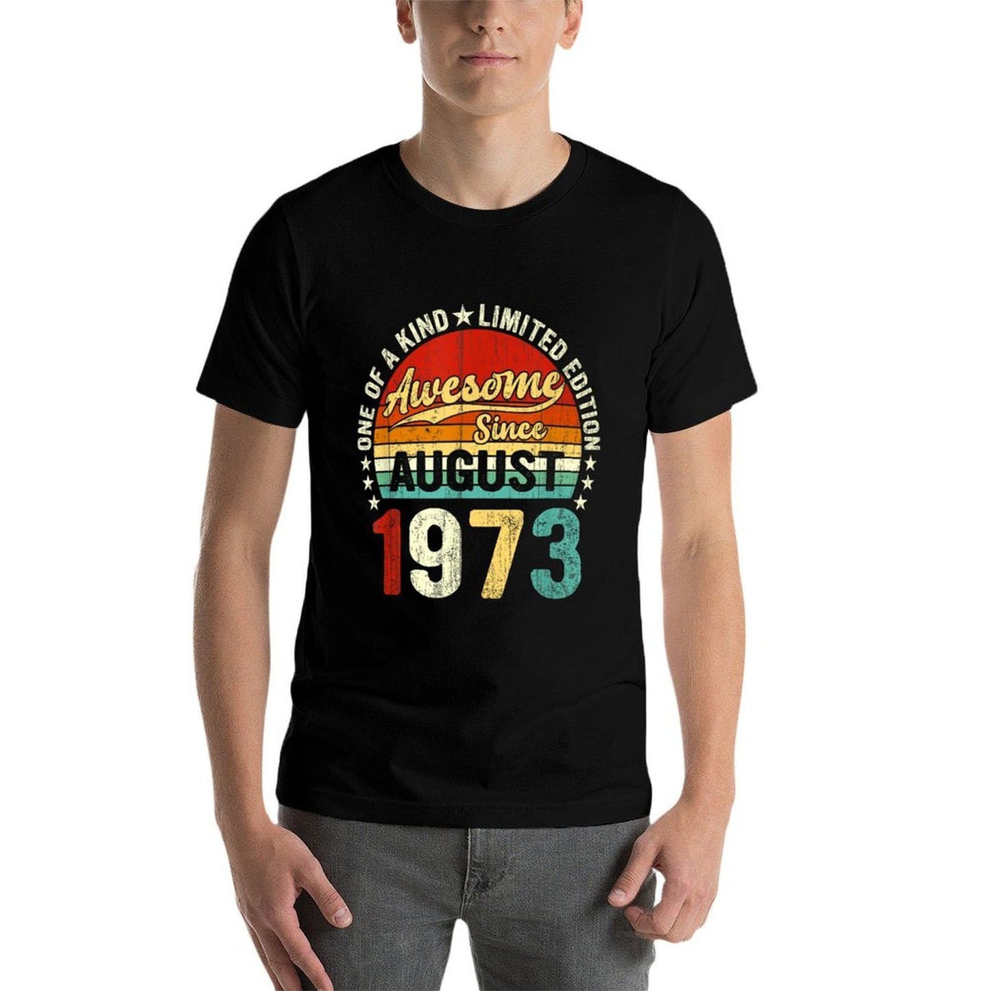 Vintage Born In August 1973 Limited Edition 50th Birthday  Polyester Blend T-Shirt
